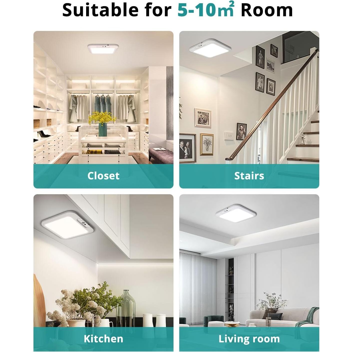 Luz de Techo Recargable Inalámbrica Wowatt 2 Pcs con Sensor