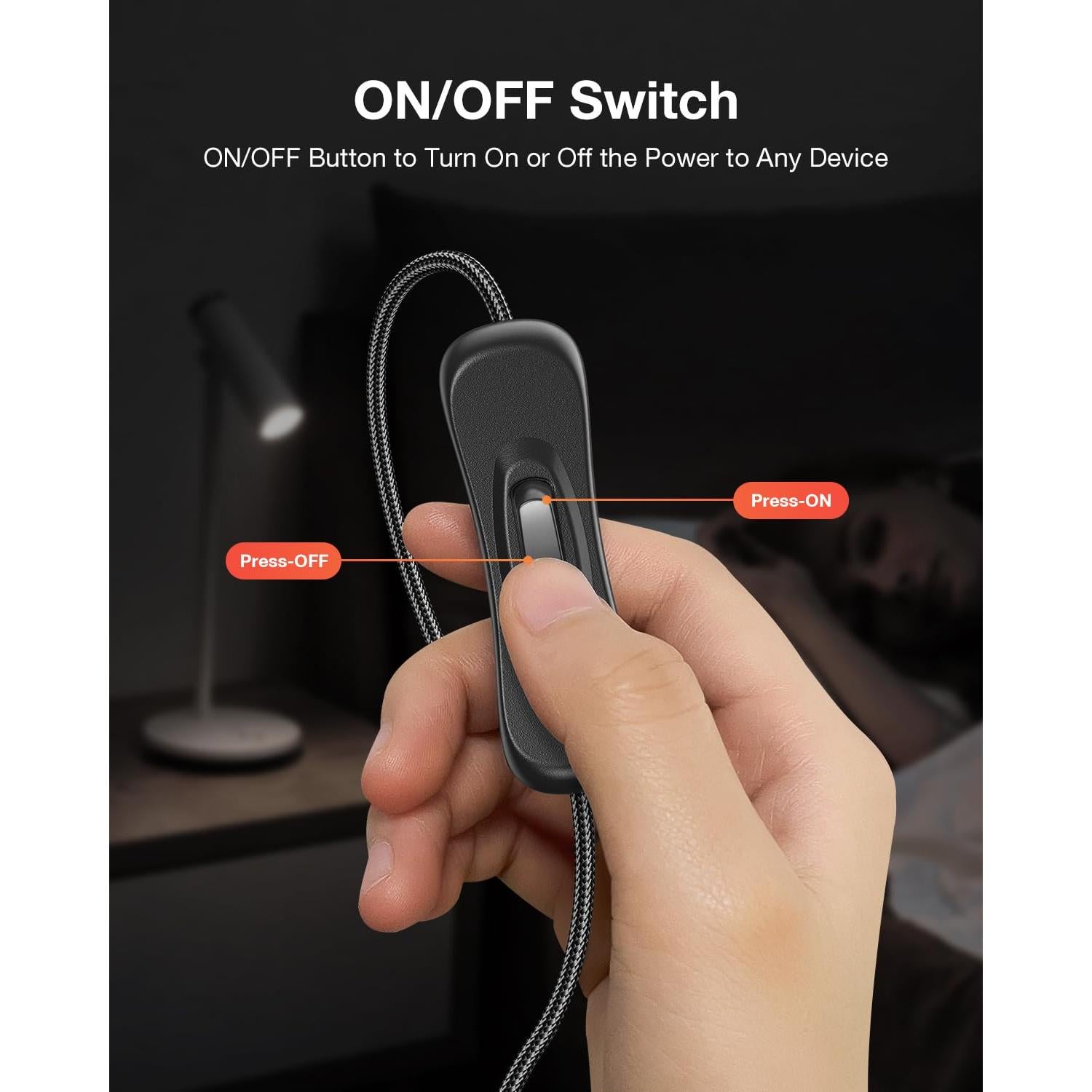 Cable de Extensión USB ANDTOBO 1m con Interruptor de Encendido