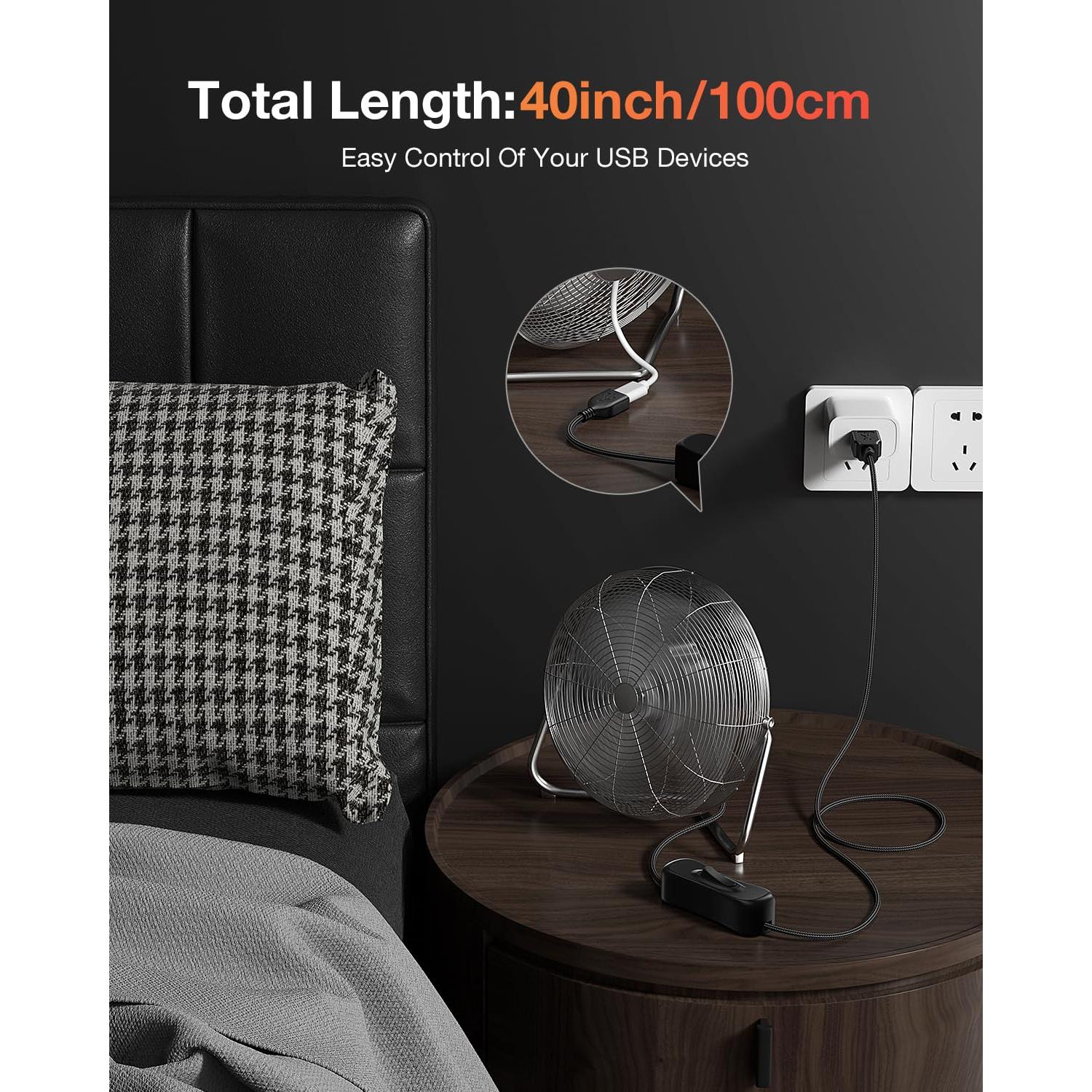 Cable de Extensión USB ANDTOBO 1m con Interruptor de Encendido