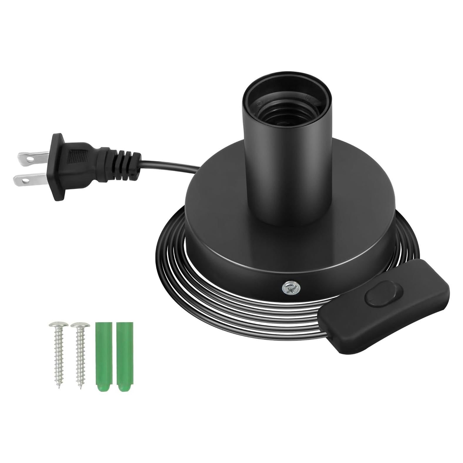 Portalámparas de Metal GYDQVPS E26/E27 con Cable 1.7m Negro