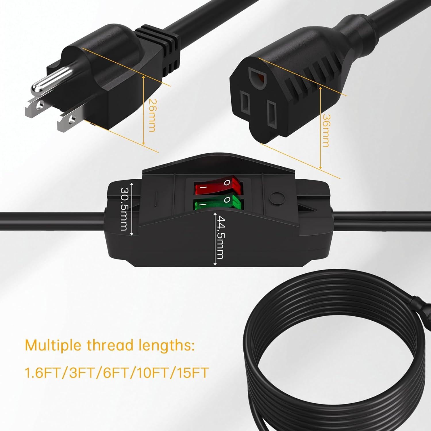 Cable de Extensión STARELO 0.49m con Interruptor ON/OFF 14AWG