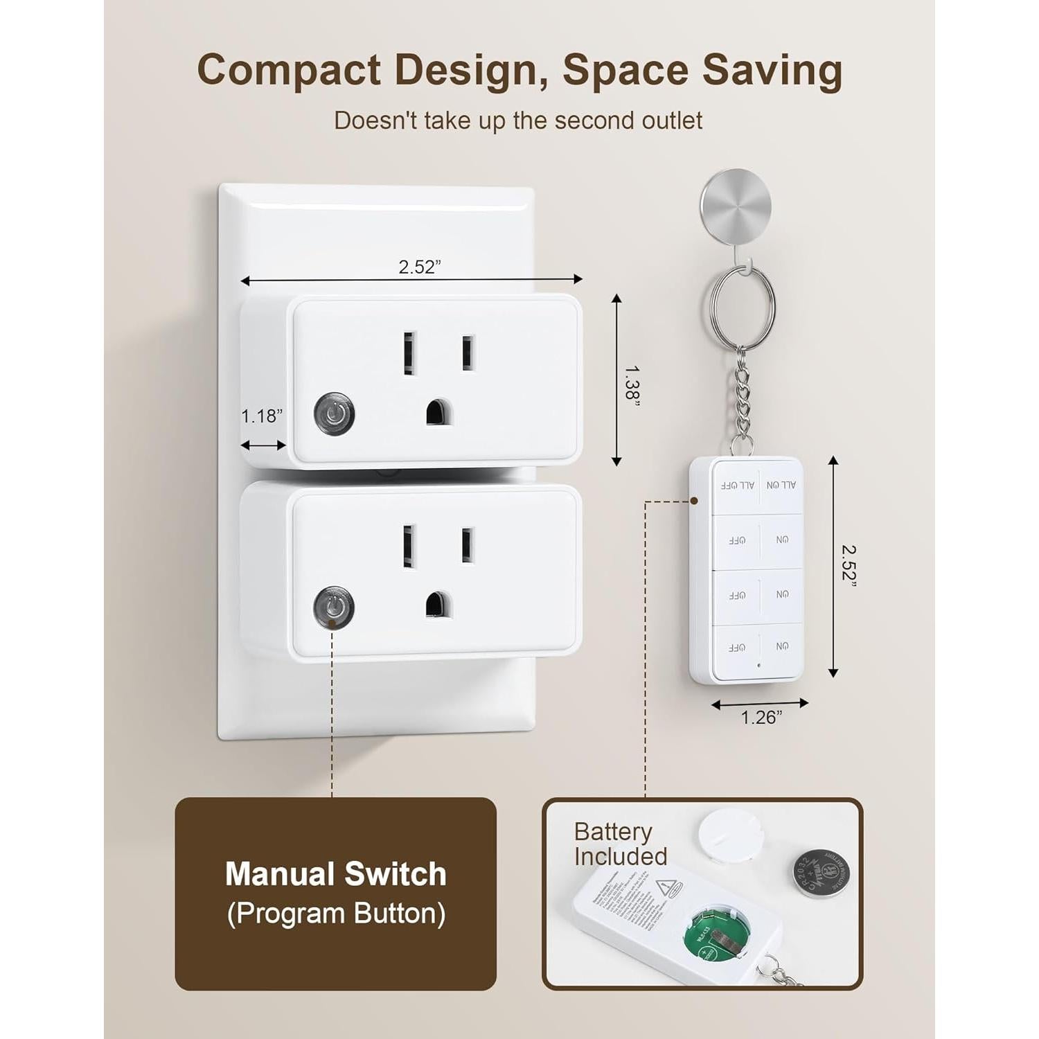Enchufe de Control Remoto Inalámbrico Treewell 3 Enchufes 15A