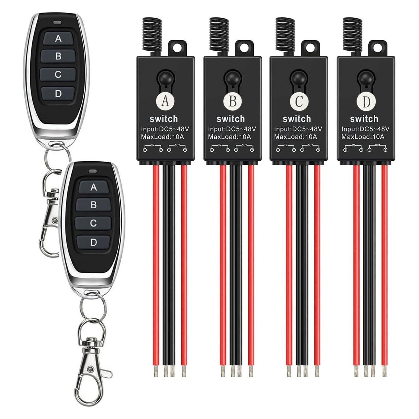 Mini Interruptor Inalámbrico 12V dstfuy 4 Vías 10A 100m