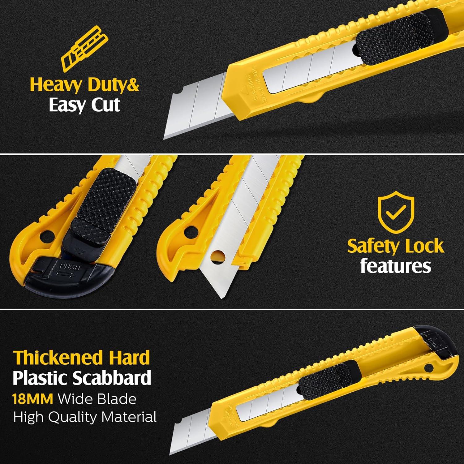 Paquete de 100 cuchillos utilitarios retráctiles Lanties 18 mm