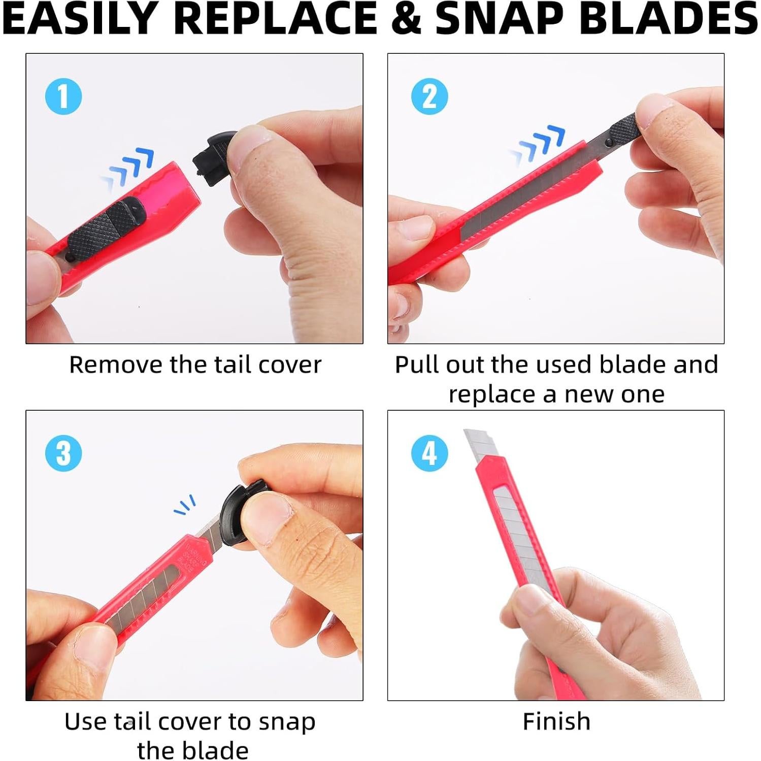 Cuchillos Utilitarios Htaexpu 4 Pcs Retráctiles 12.95 cm