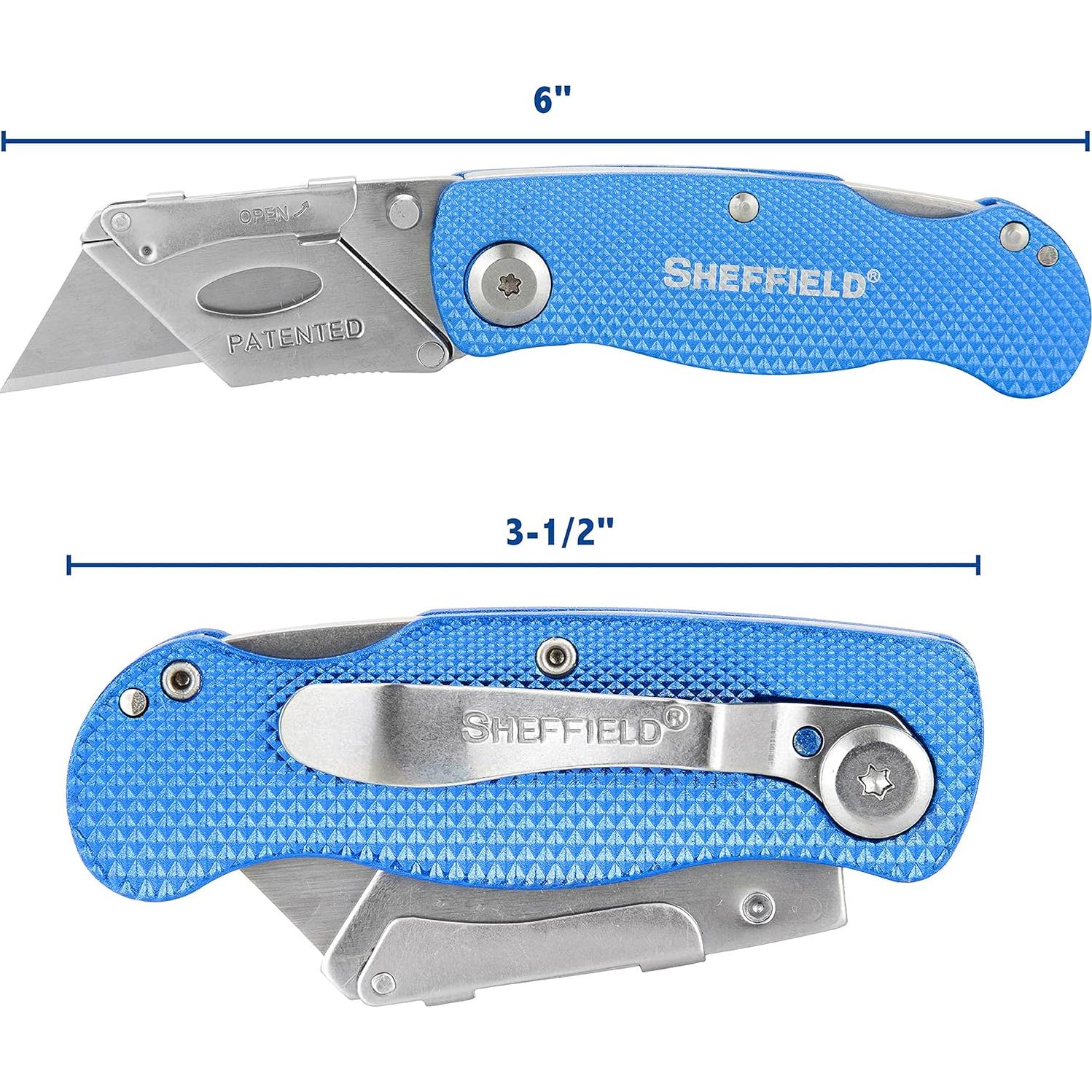 Cuchillo Utility Plegable Sheffield 12113, Mango Aluminio Azul