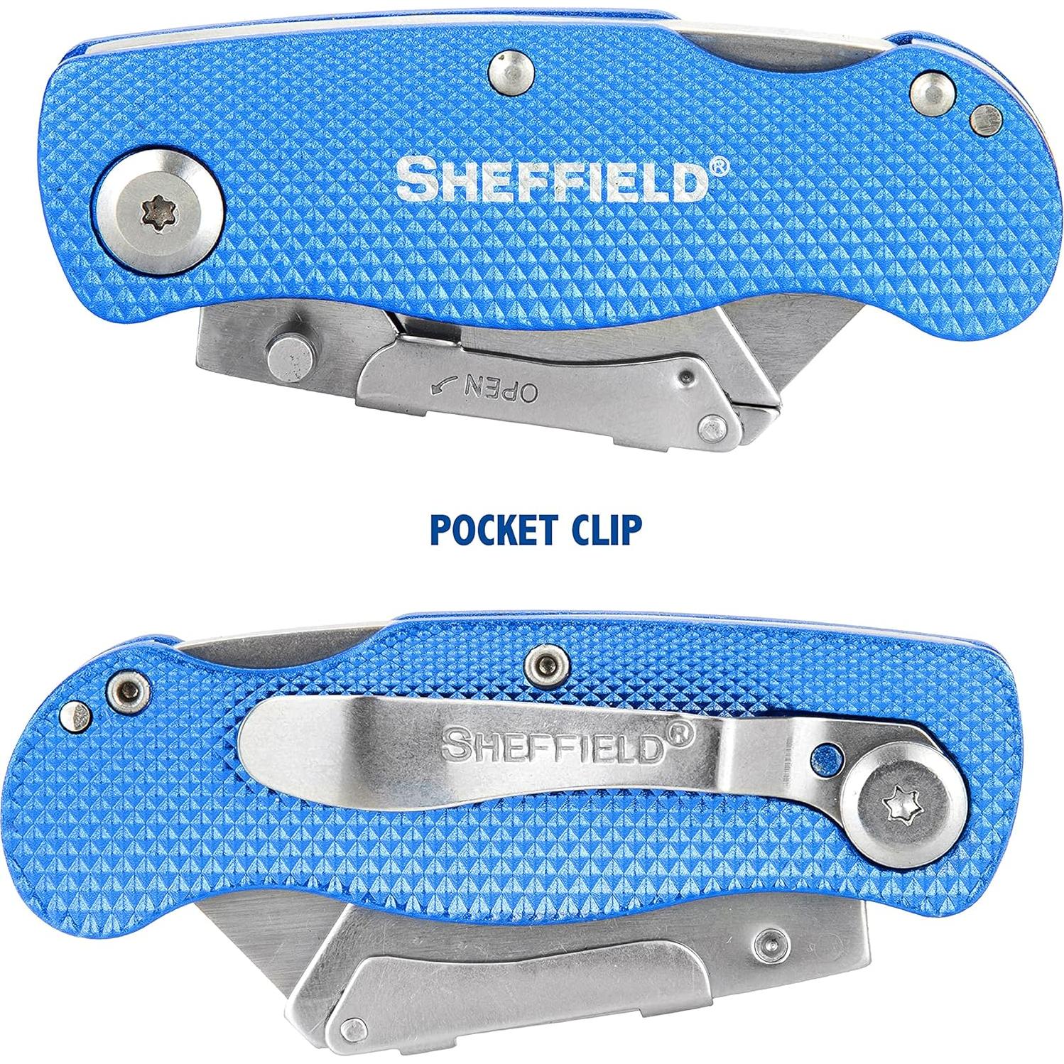 Cuchillo Utility Plegable Sheffield 12113, Mango Aluminio Azul