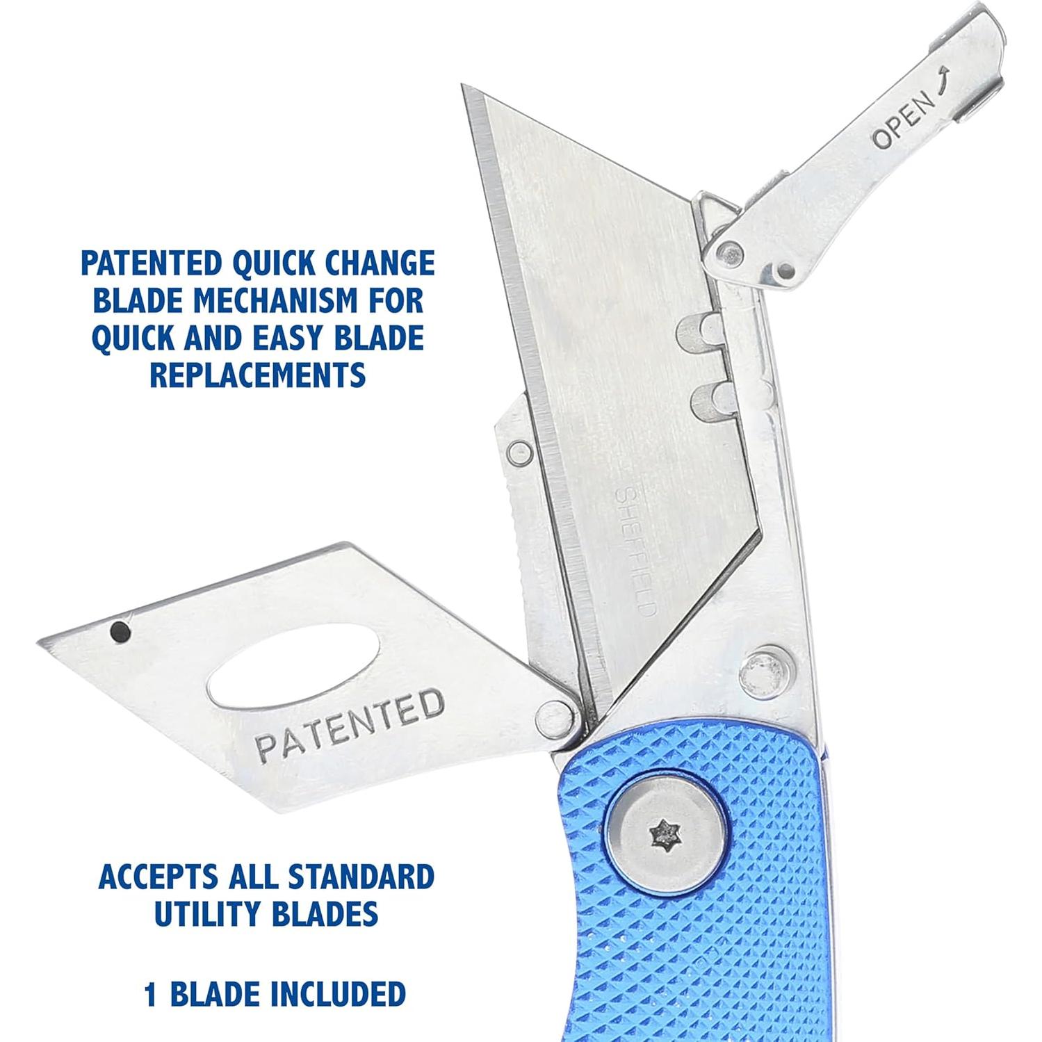 Cuchillo Utility Plegable Sheffield 12113, Mango Aluminio Azul