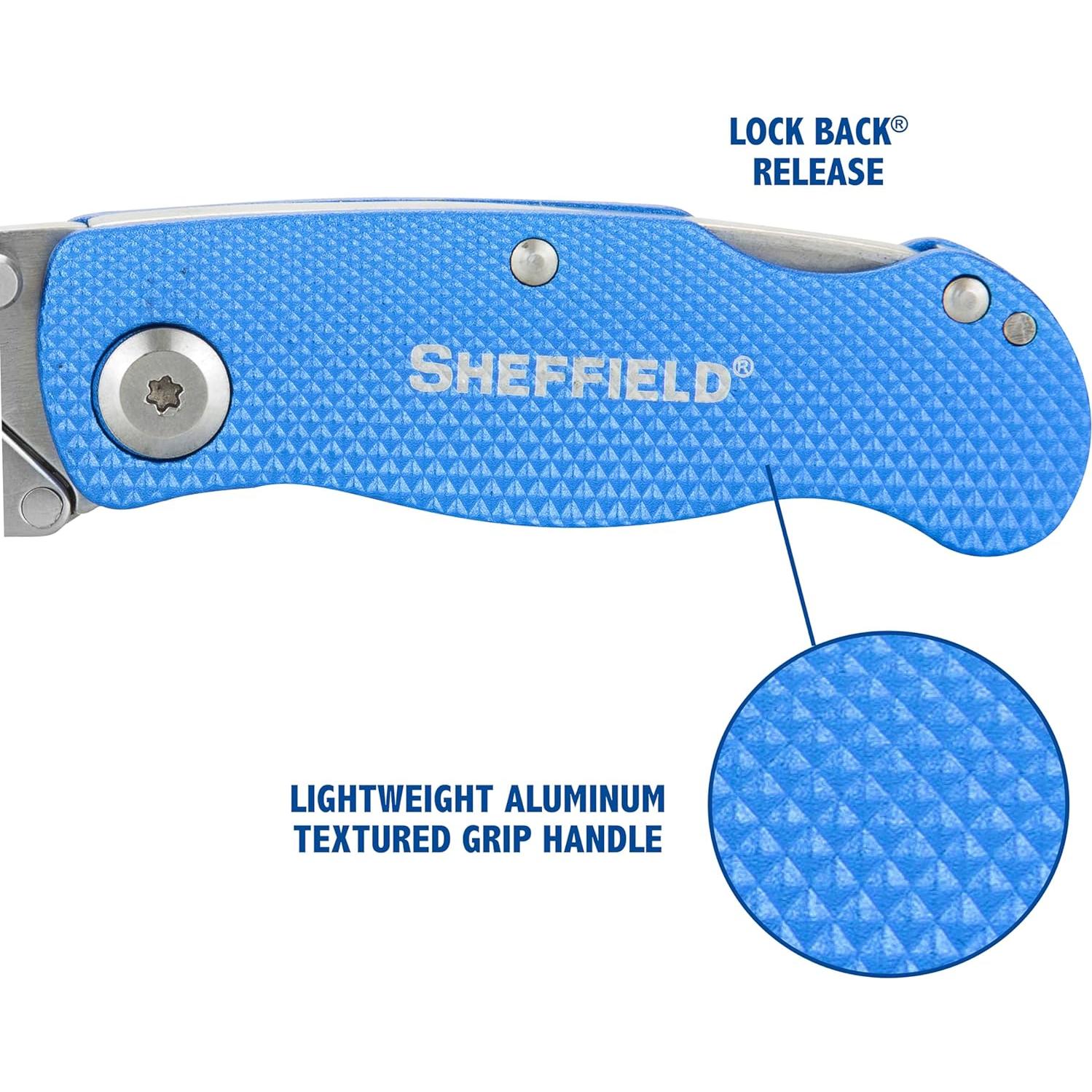 Cuchillo Utility Plegable Sheffield 12113, Mango Aluminio Azul