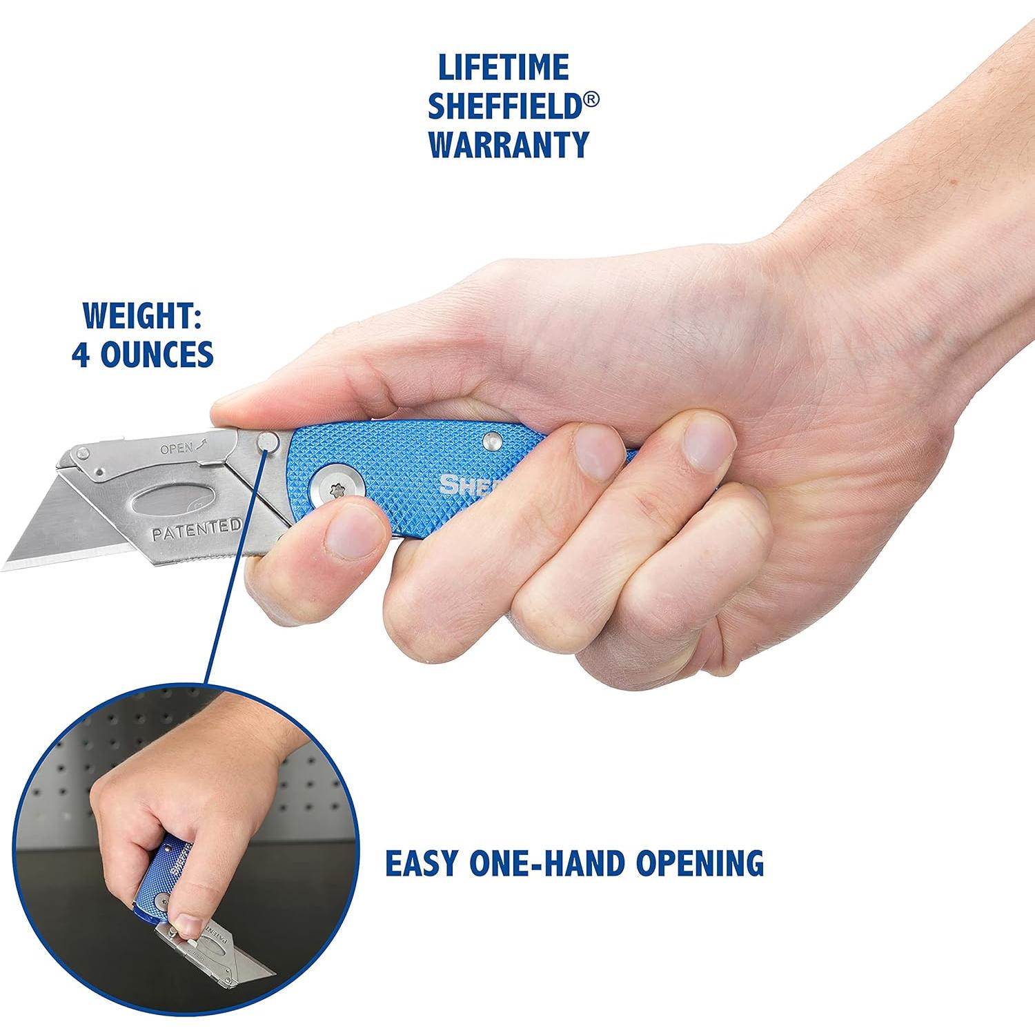 Cuchillo Utility Plegable Sheffield 12113, Mango Aluminio Azul