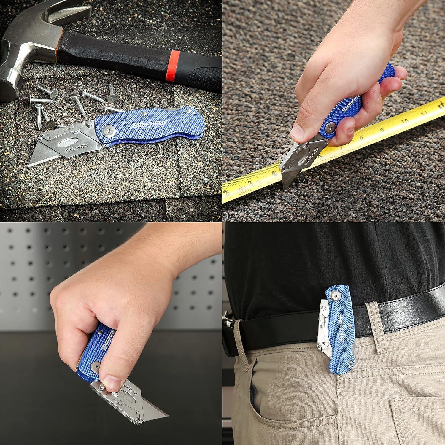 Cuchillo Utility Plegable Sheffield 12113, Mango Aluminio Azul