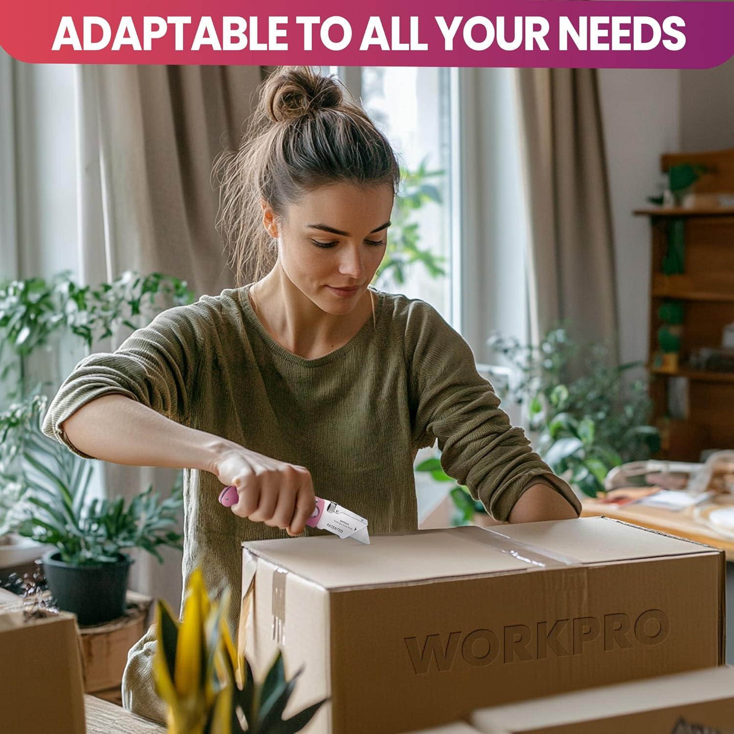 Cuchillo Utilitario Plegable WORKPRO Rosa con 15 Cuchillas