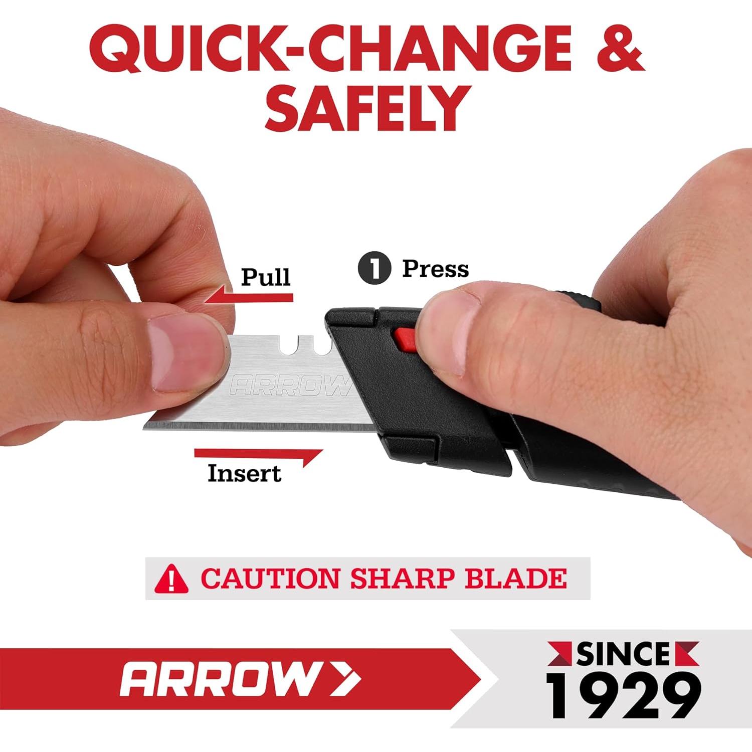 Cortador de Caja Retráctil Arrow AHT01013A, Aluminio, 3 Cuchillas SK2