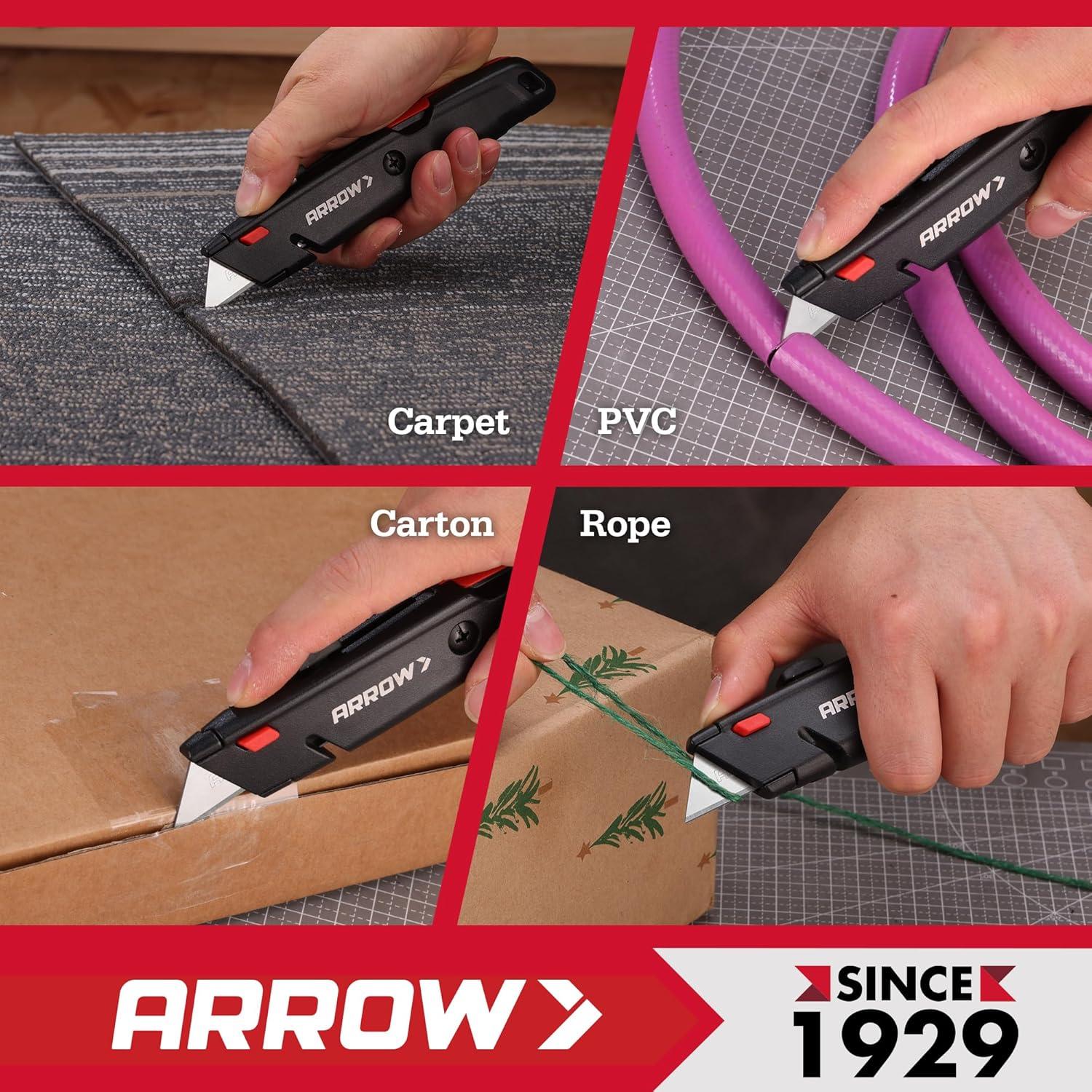 Cortador de Caja Retráctil Arrow AHT01013A, Aluminio, 3 Cuchillas SK2