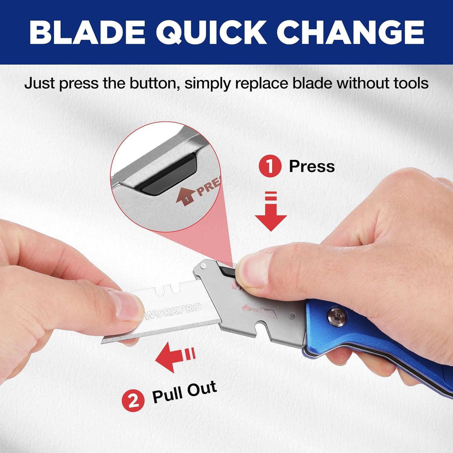 Cuchillo Utility Plegable WORKPRO W011060 con Bloqueo de Eje