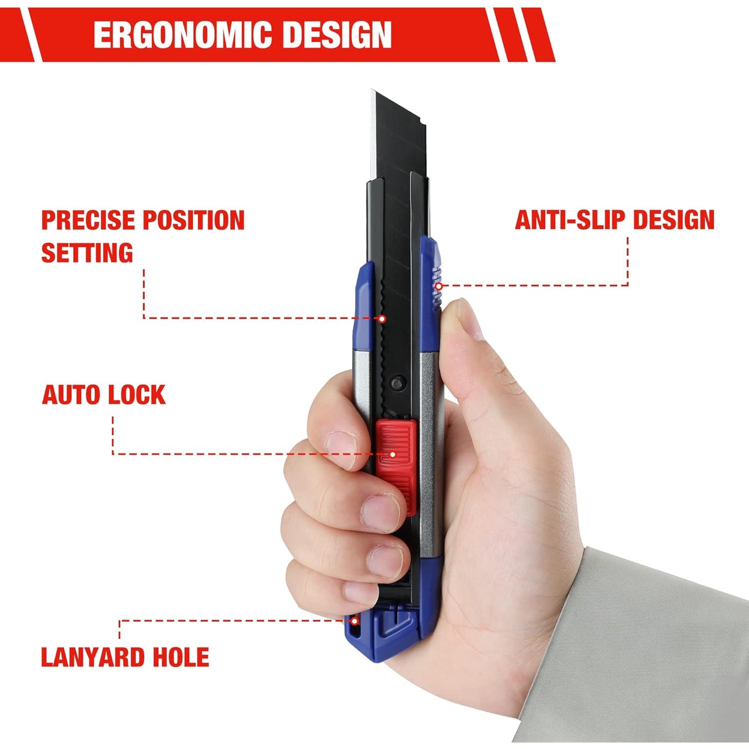 Cortador Utilitario Retráctil WORKPRO 18mm con 10 Cuchillas SK5