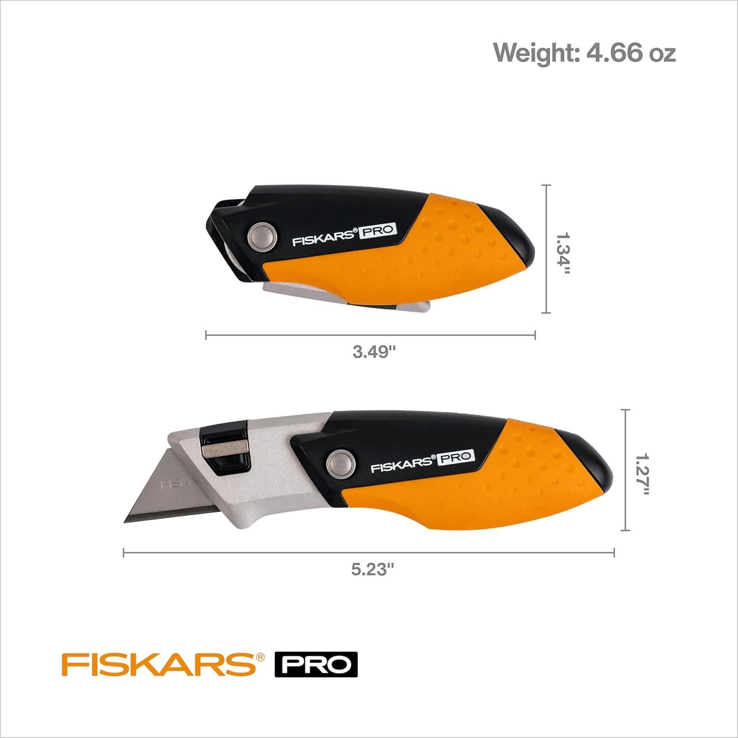 Cuchillo Utility Plegable Fiskars Pro, Hoja CarbonMax 18.4cm