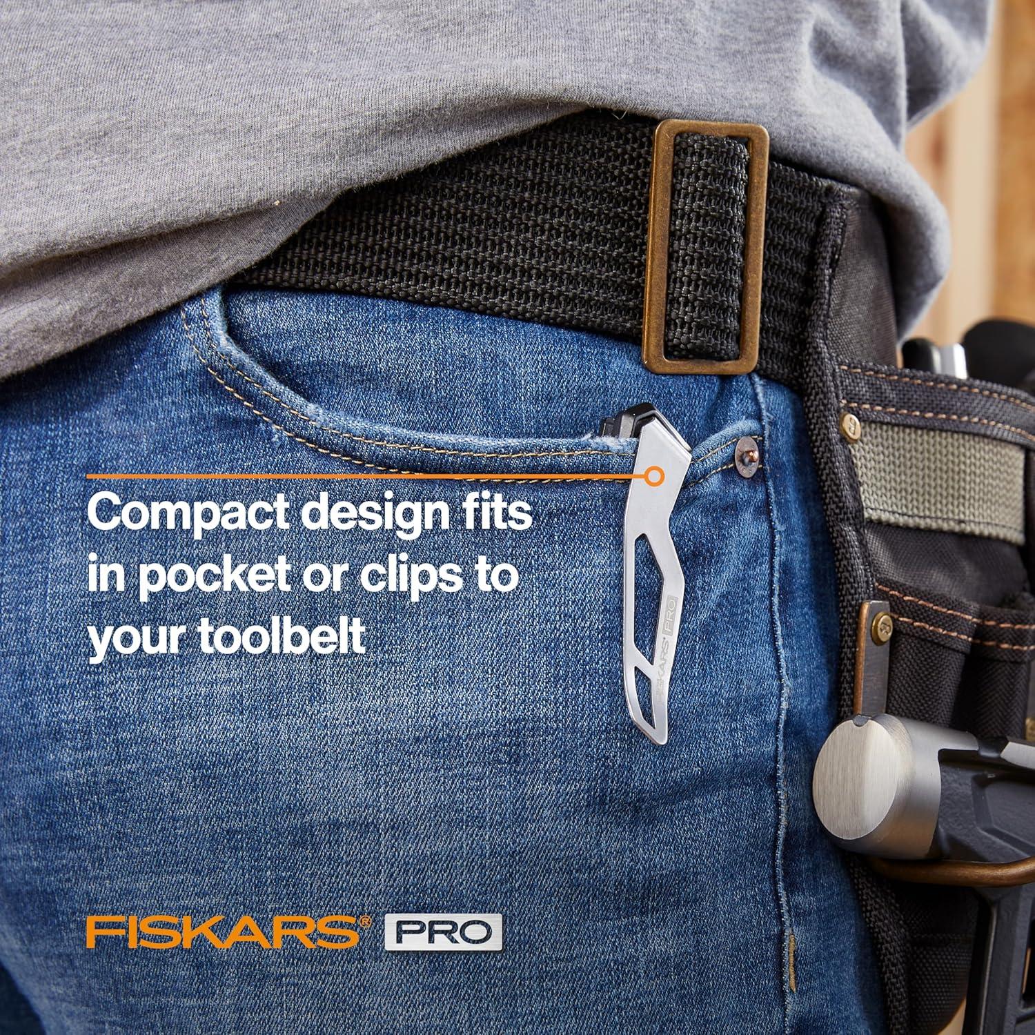 Cuchillo Utility Plegable Fiskars Pro, Hoja CarbonMax 18.4cm