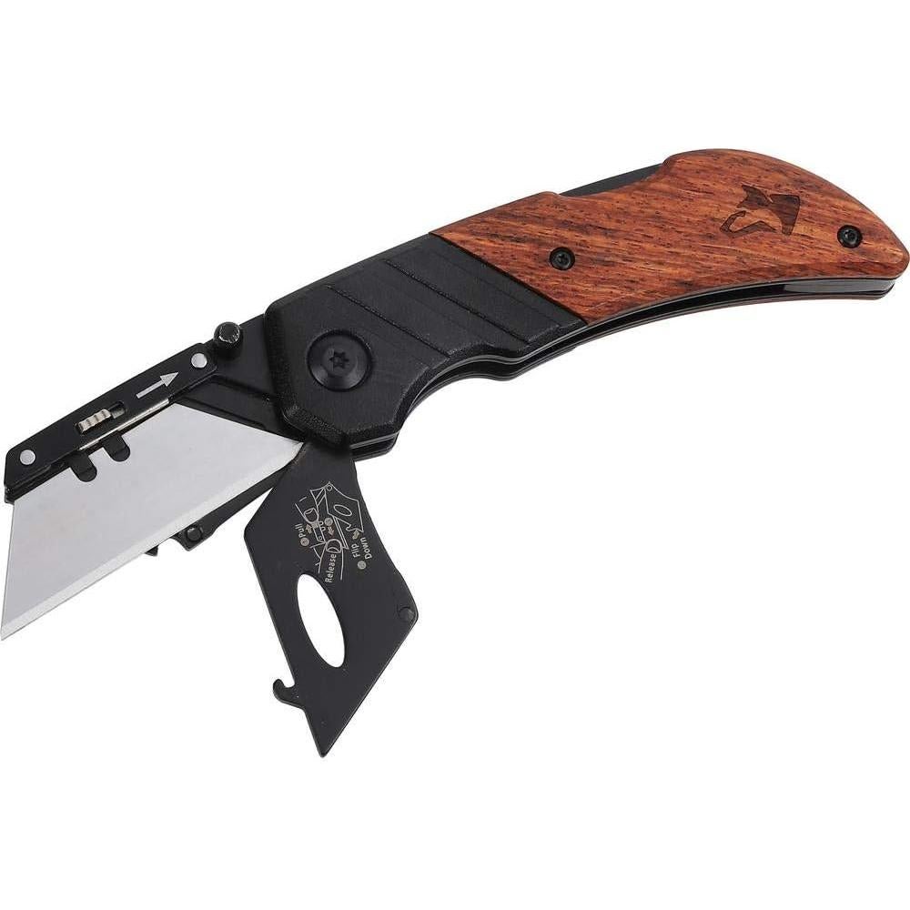 Cuchillo Utility Plegable Husky 97211 con Mango de Madera