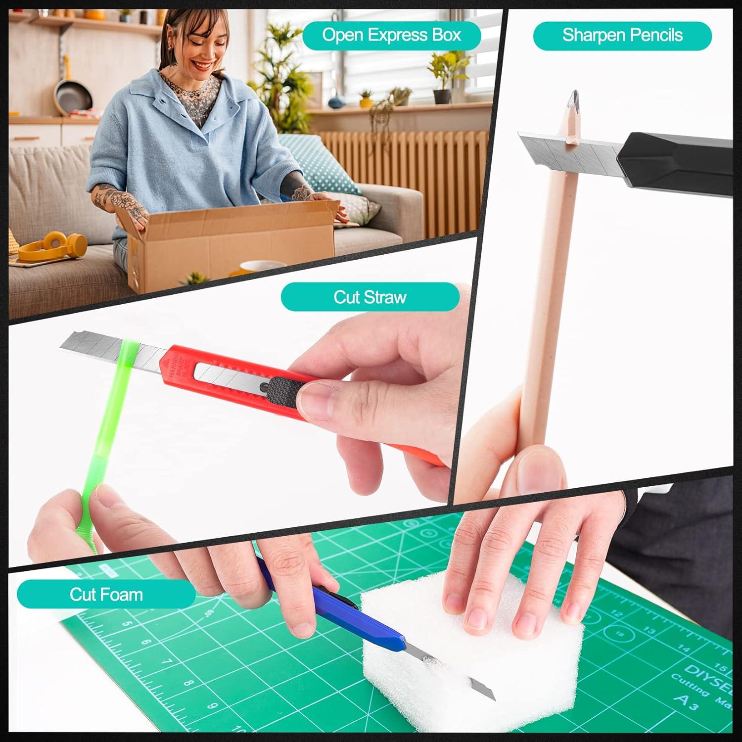 Cuchillos Utilitarios DIYSELF 24Pack Retráctiles 9mm Mezcla