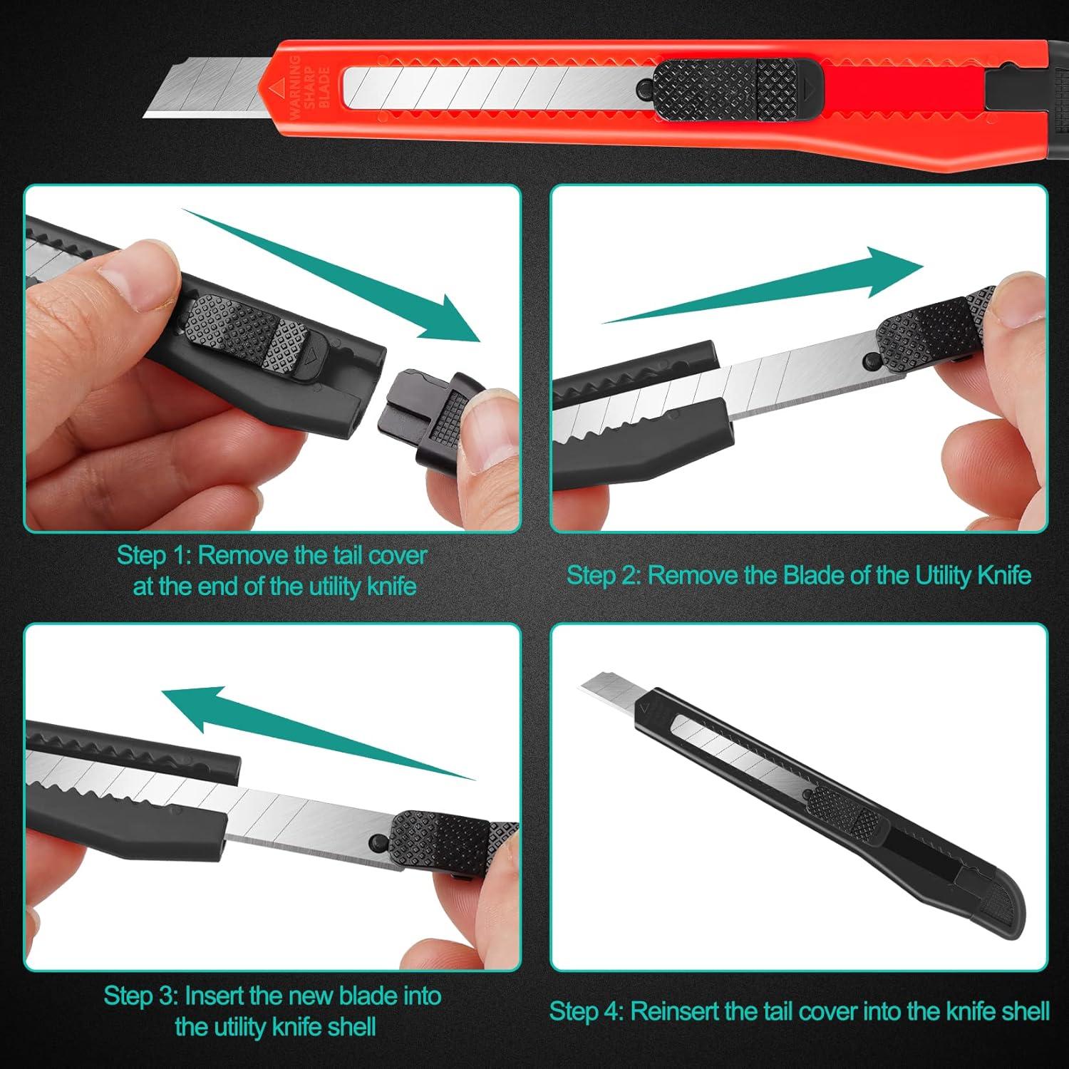 Cuchillos Utilitarios DIYSELF 24Pack Retráctiles 9mm Mezcla