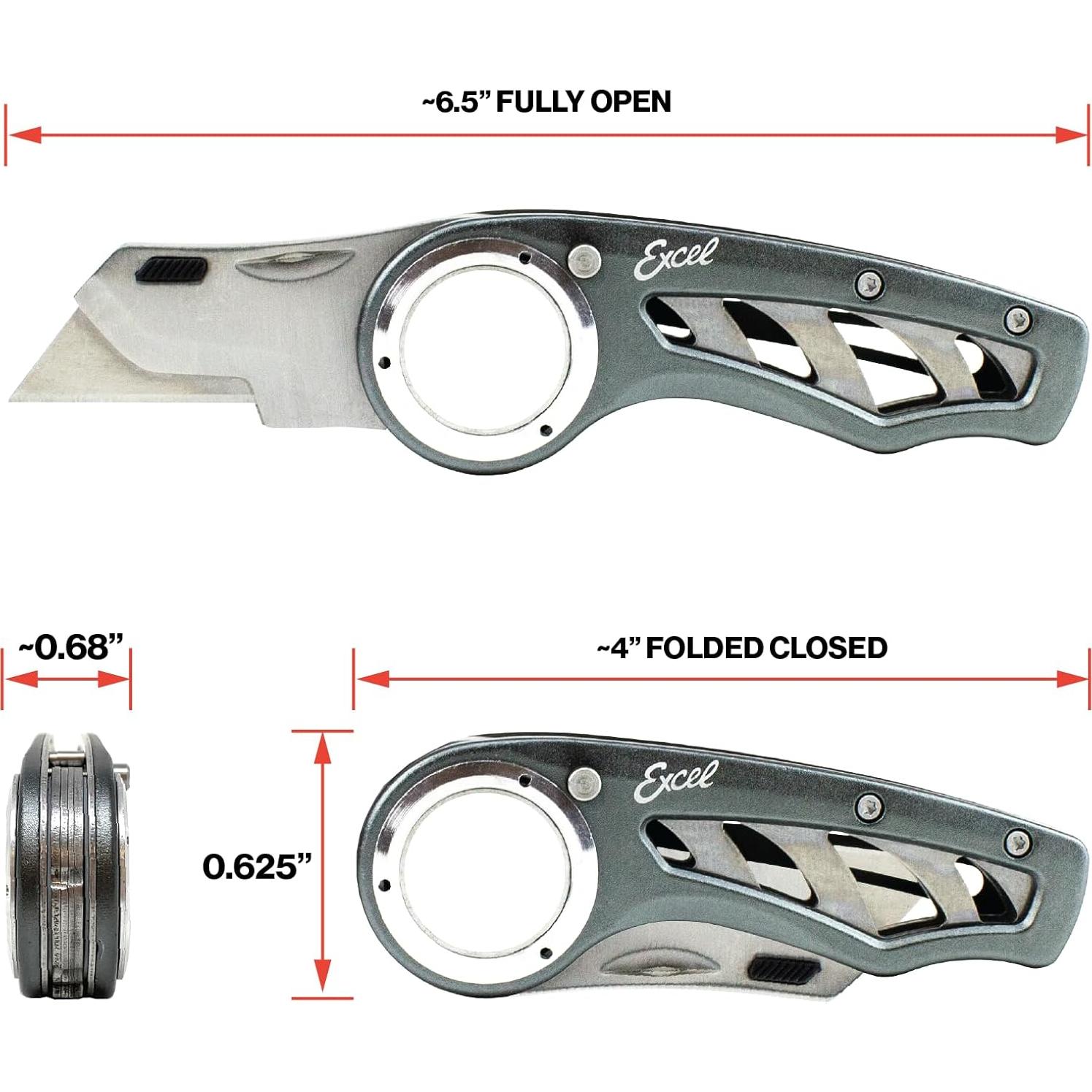 Cuchillo Utility Plegable Excel Blades K60 - Aluminio Gris