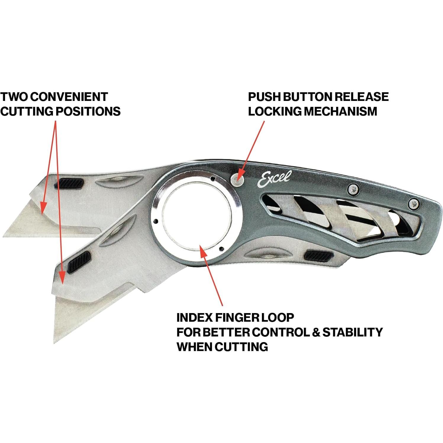 Cuchillo Utility Plegable Excel Blades K60 - Aluminio Gris