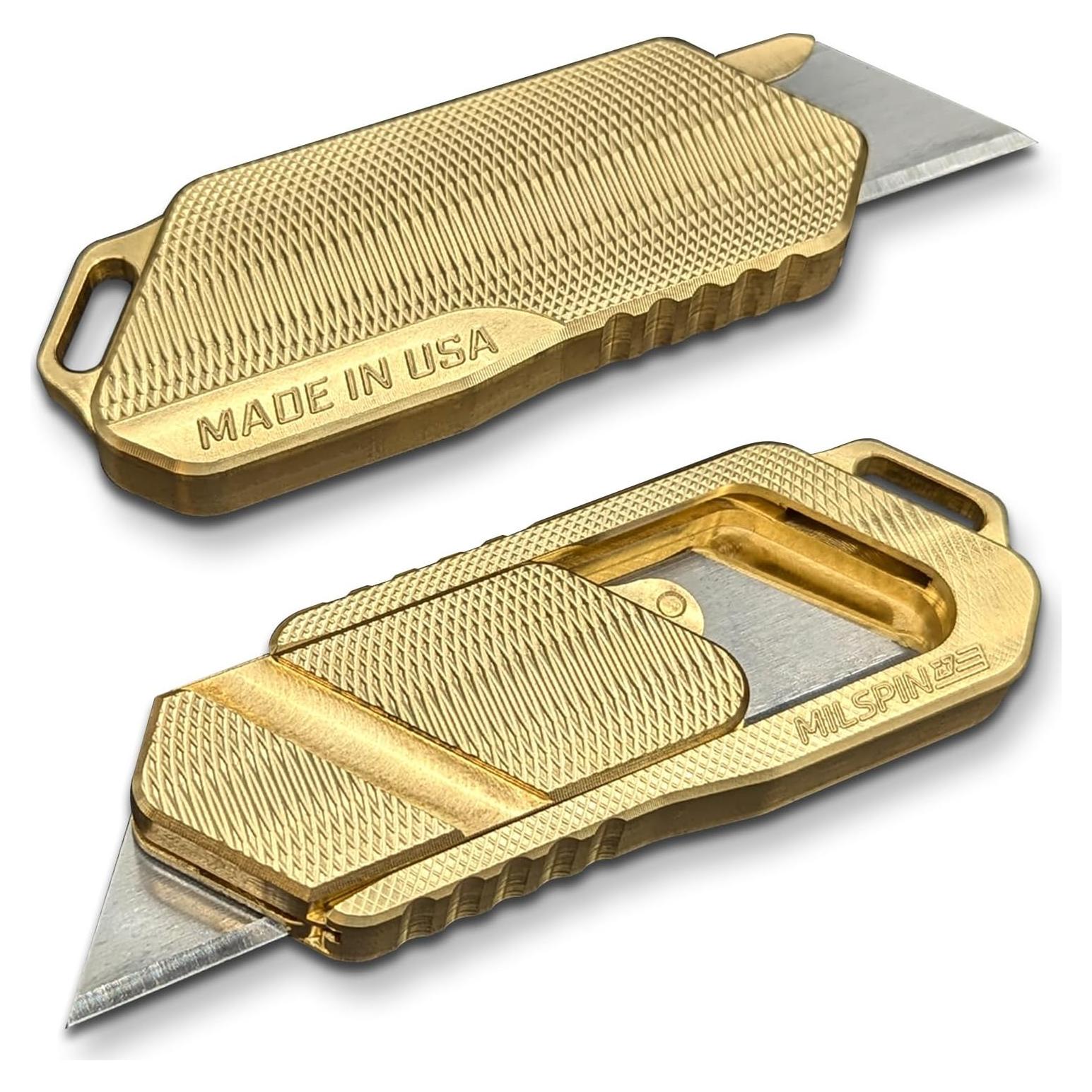 Cuchillo de Utilidad Milspin Magnus 2.0 Retráctil Latón EDC