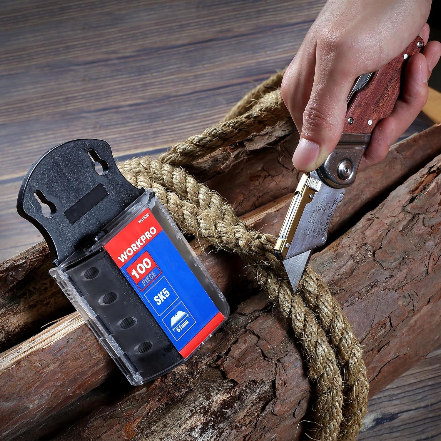 Cuchillas Utility WORKPRO SK5 100 Unidades con Dispensador