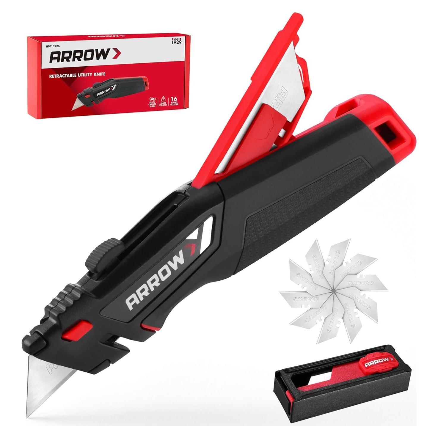 Cuchillo Utility Retráctil Arrow 18.4 cm con 16 Cuchillas