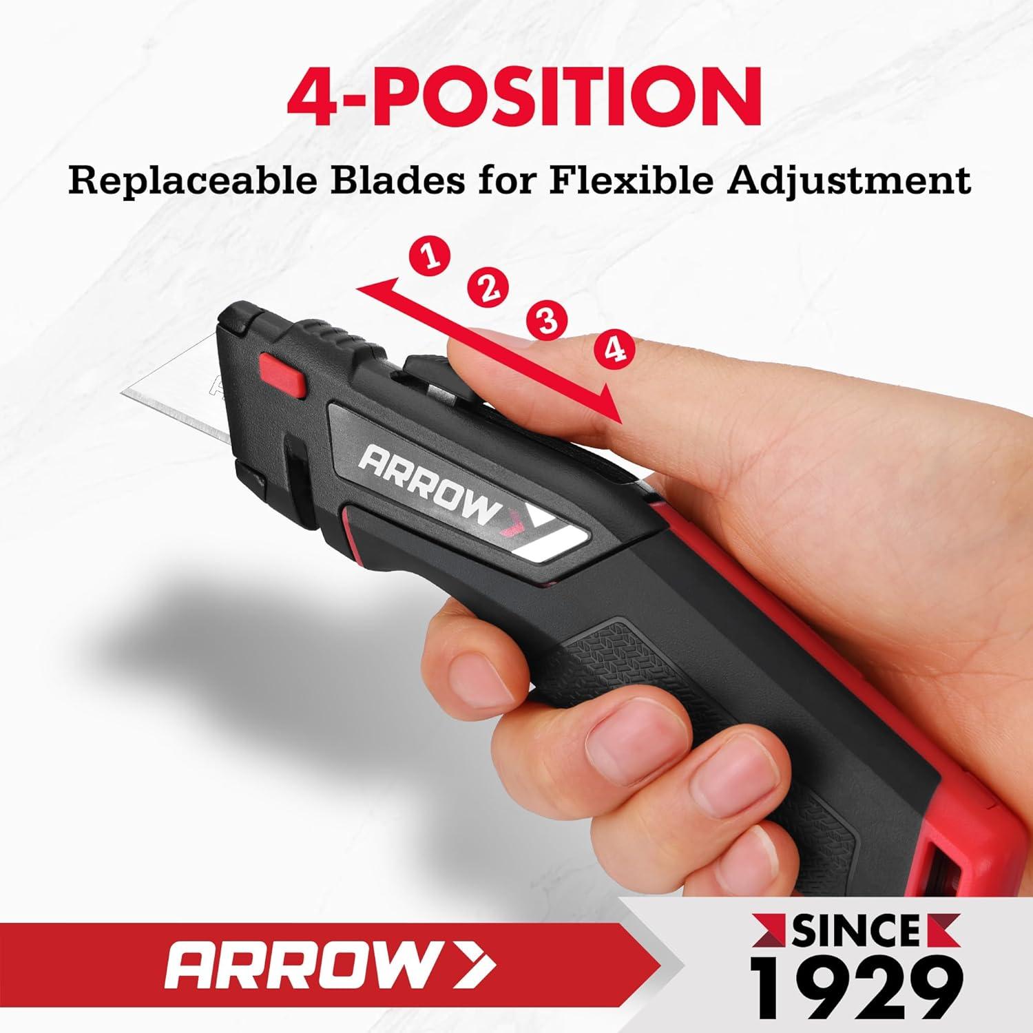 Cuchillo Utility Retráctil Arrow 18.4 cm con 16 Cuchillas