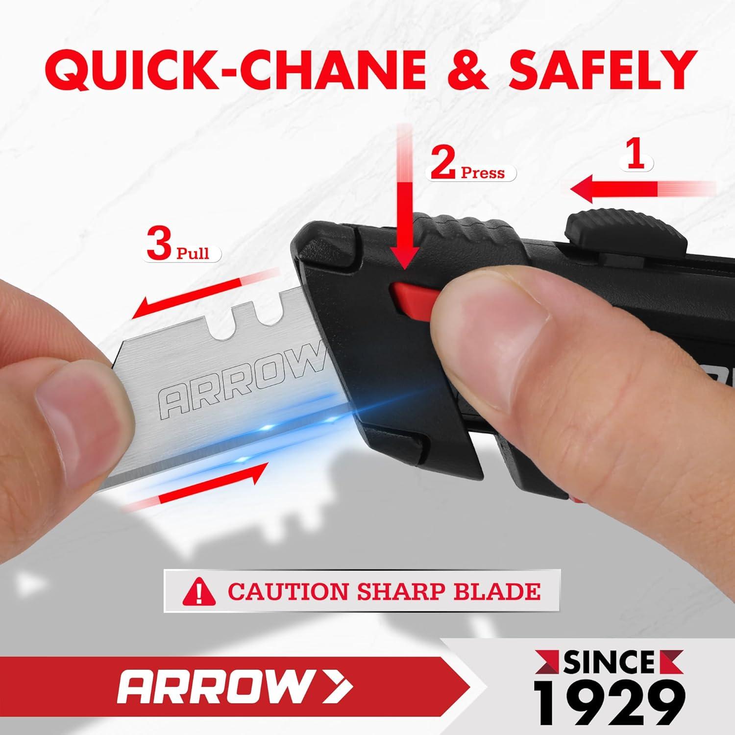 Cuchillo Utility Retráctil Arrow 18.4 cm con 16 Cuchillas