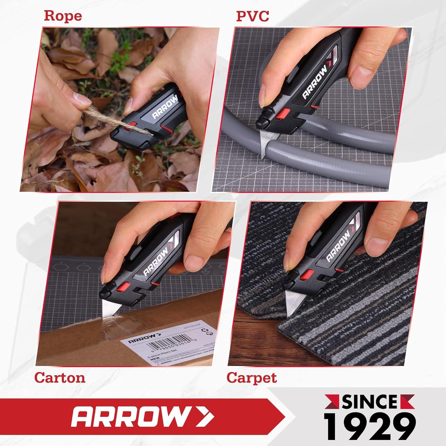 Cuchillo Utility Retráctil Arrow 18.4 cm con 16 Cuchillas