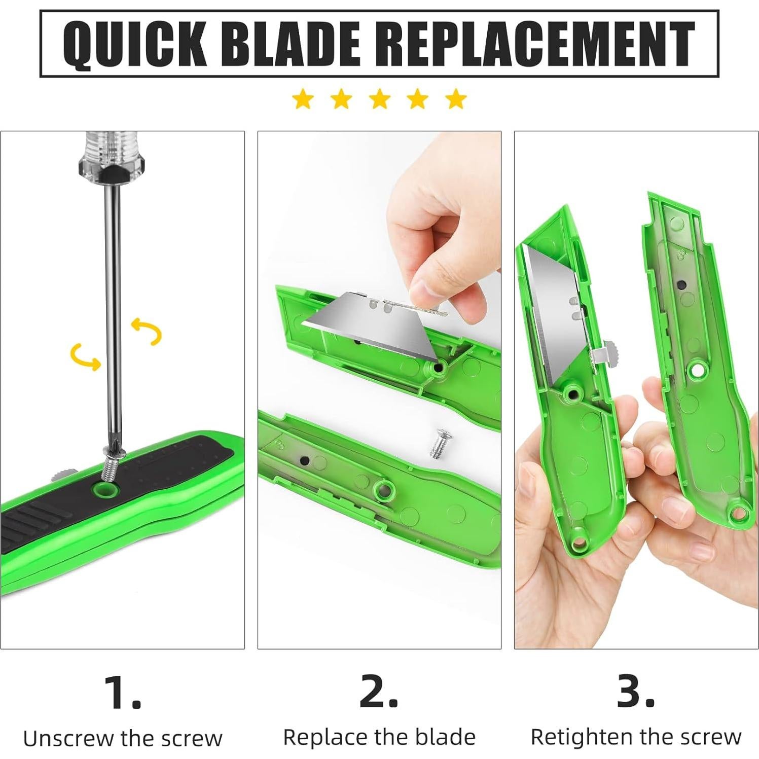 Cuchillos Utilitarios Retráctiles DIYSELF 4 Pack con 10 Cuchillas