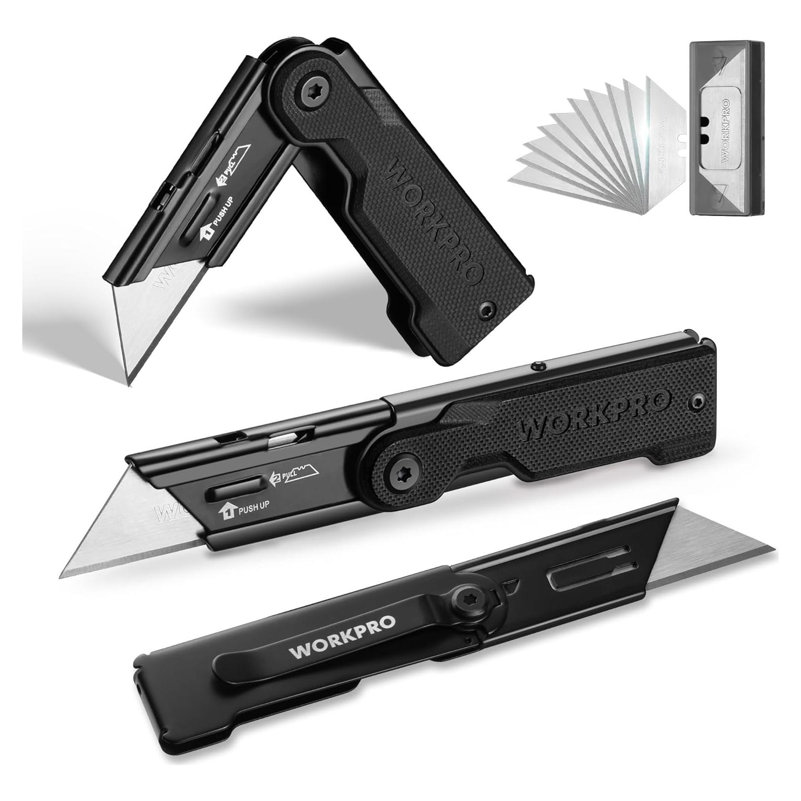 Cuchillos Utilitarios Plegables WORKPRO 3 Piezas Mango G10