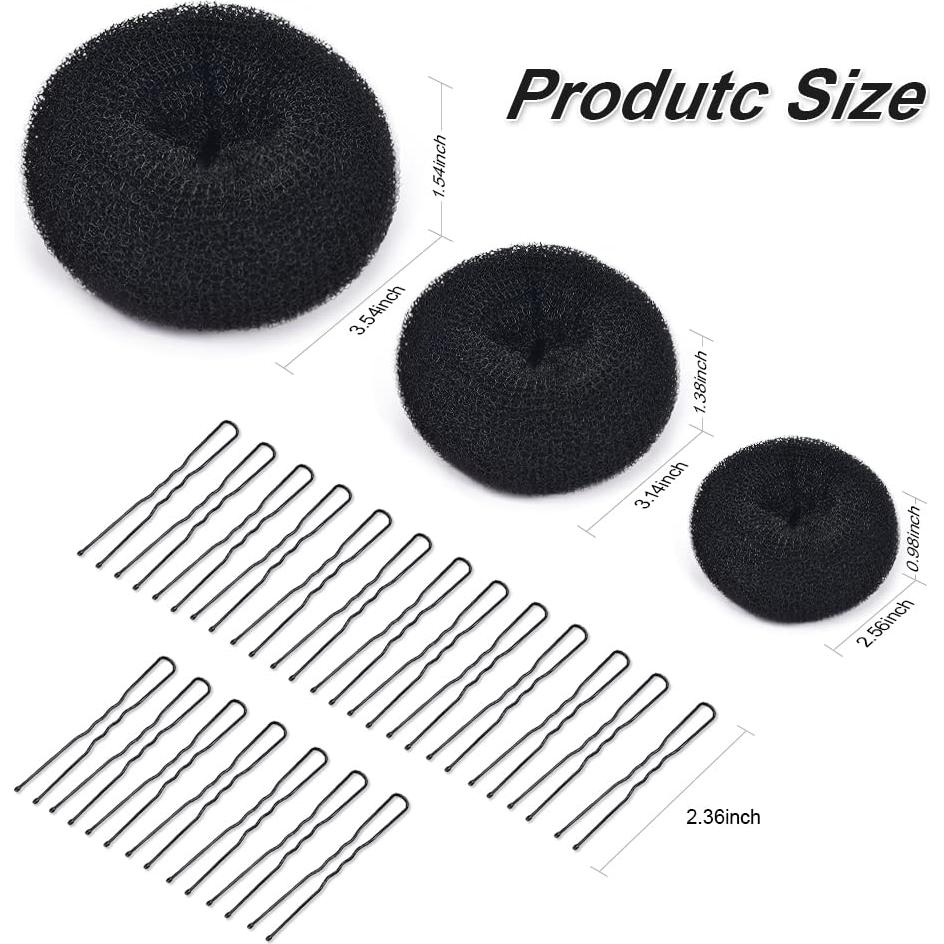 Hacedor de Moño TsMADDTs 3PCS + 20 Horquillas Negras