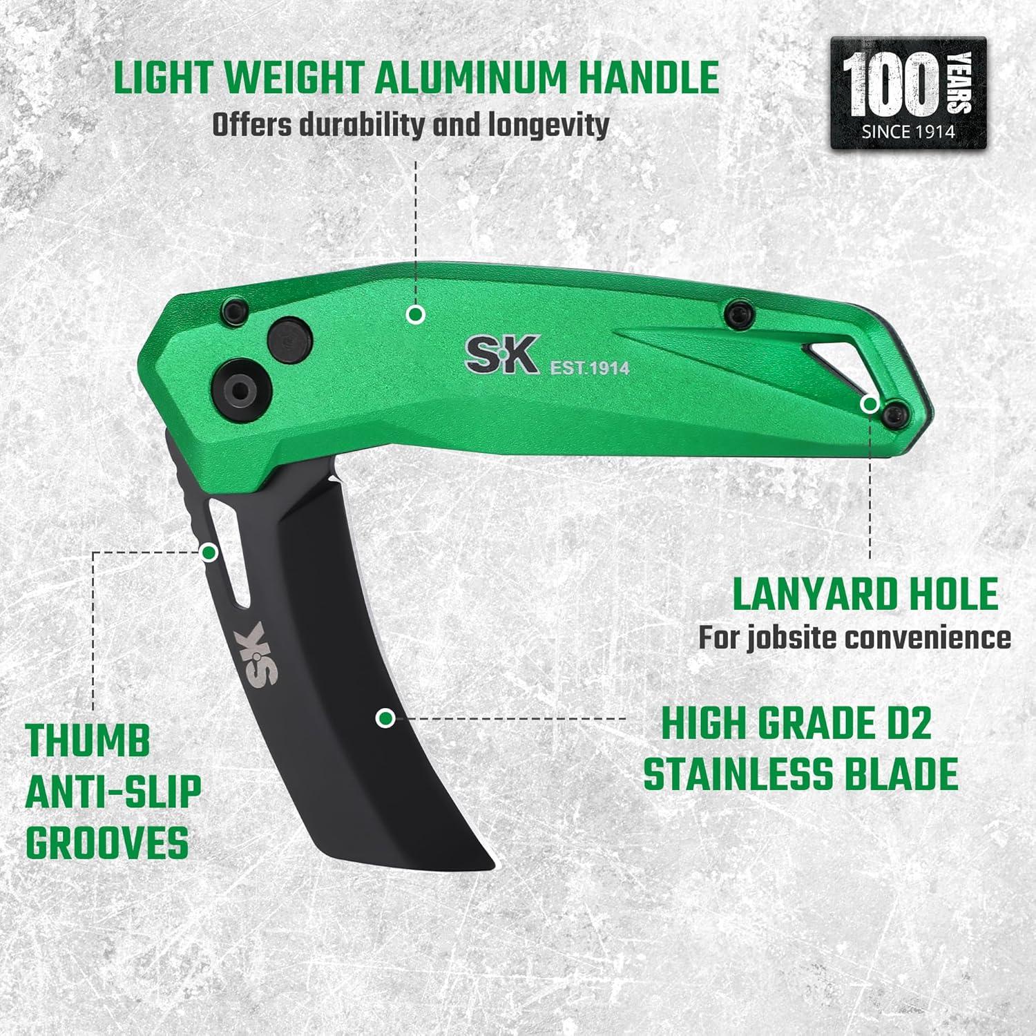 Cuchillo Utility Plegable SK Hawkbill D2 Hoja Curvada 19cm