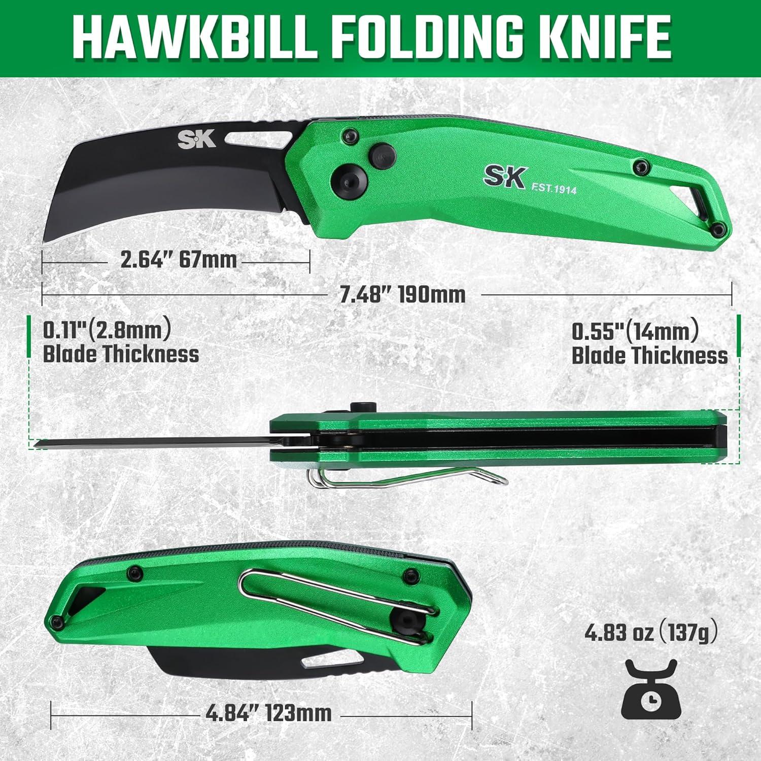 Cuchillo Utility Plegable SK Hawkbill D2 Hoja Curvada 19cm