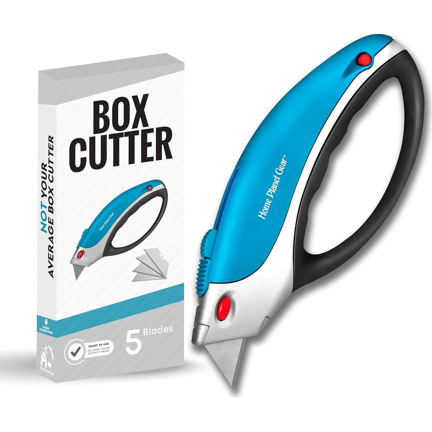 Cortador de Cajas Retráctil Home Planet Gear - Ergonómico Azul