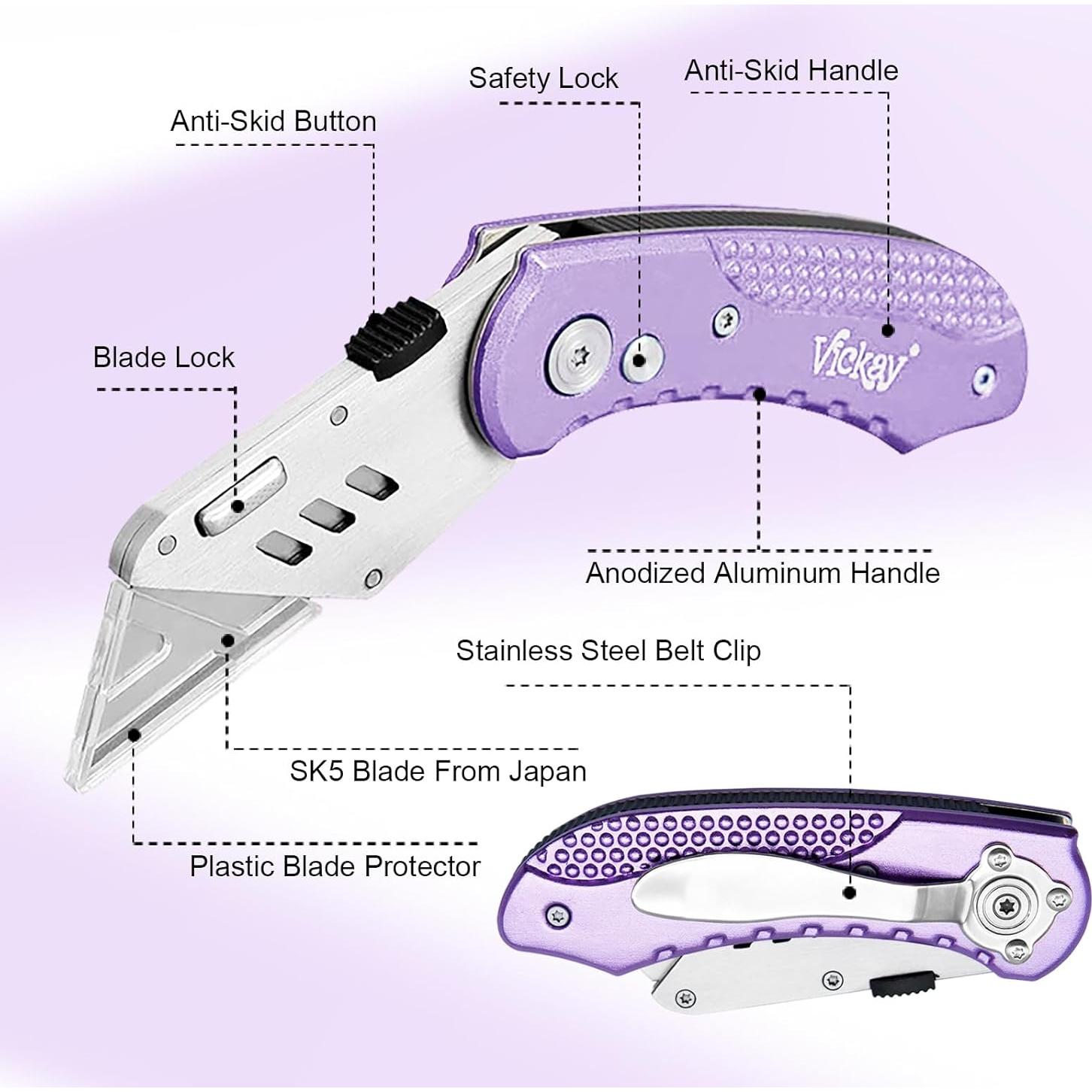 Cuchillo Utility Plegable Vickay SK5 con 5 Cuchillas Reemplazables