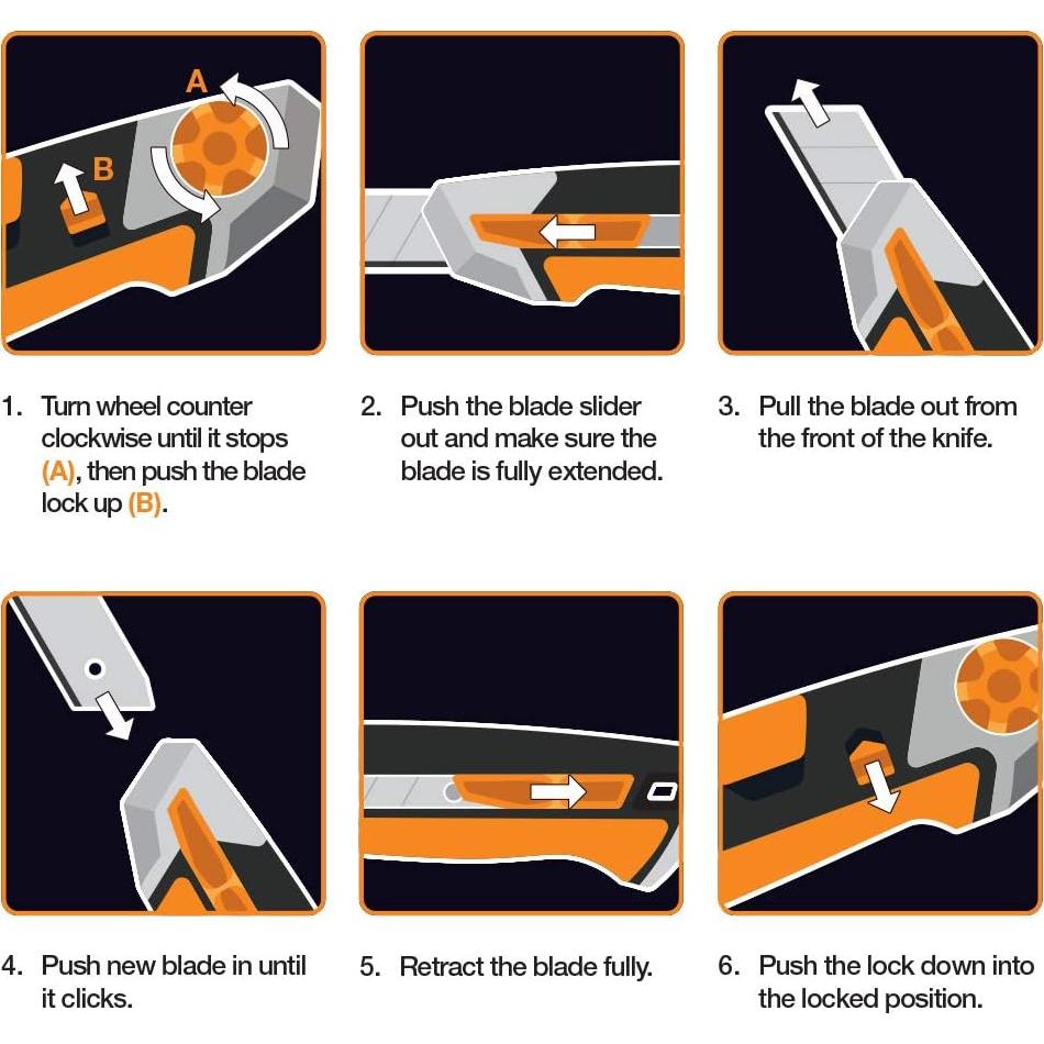 Cuchillo Utility Pro Fiskars 25 mm Naranja/Negro con Garantía