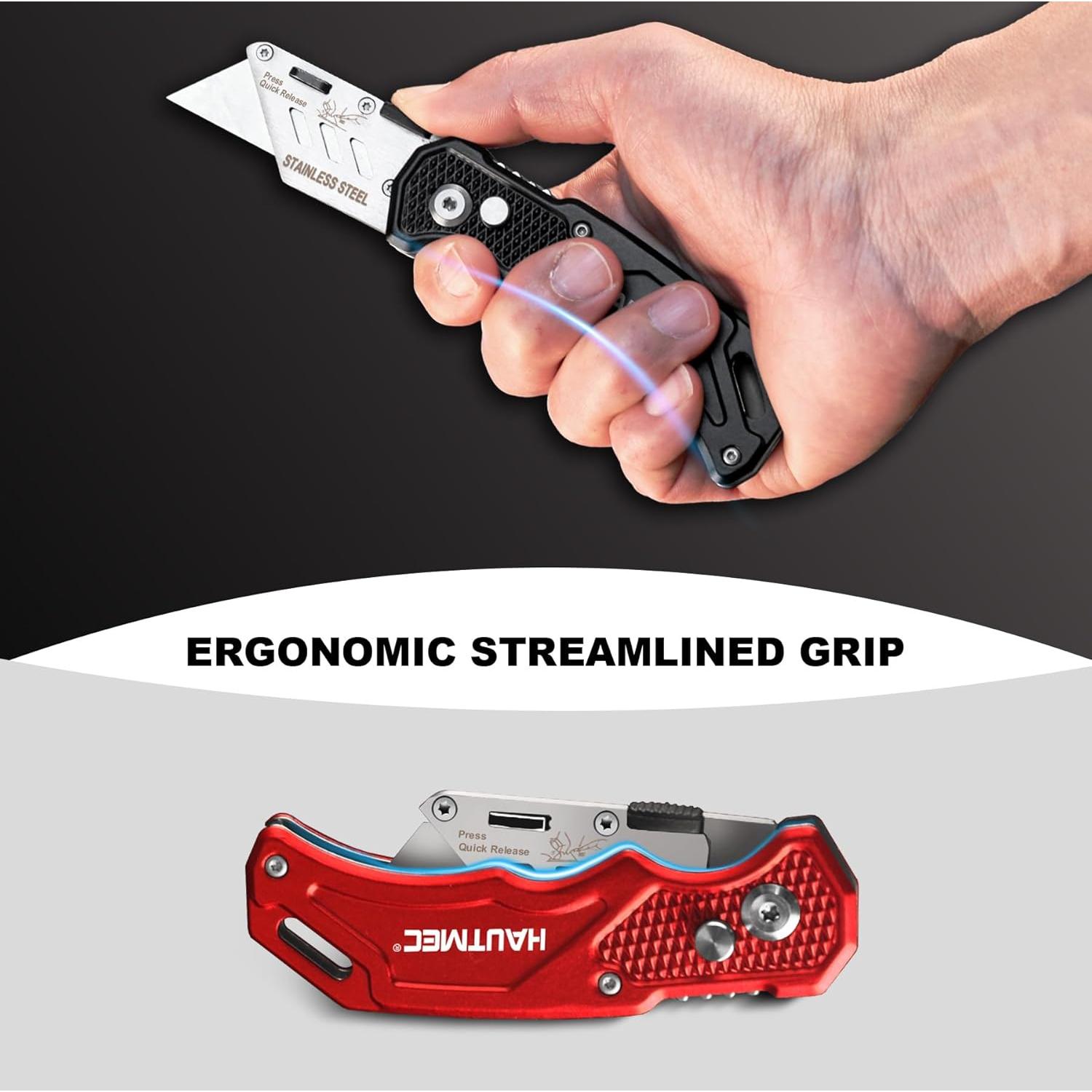 Cuchillo Utility Plegable HAUTMEC 3 Paquetes con 15 Cuchillas SK5