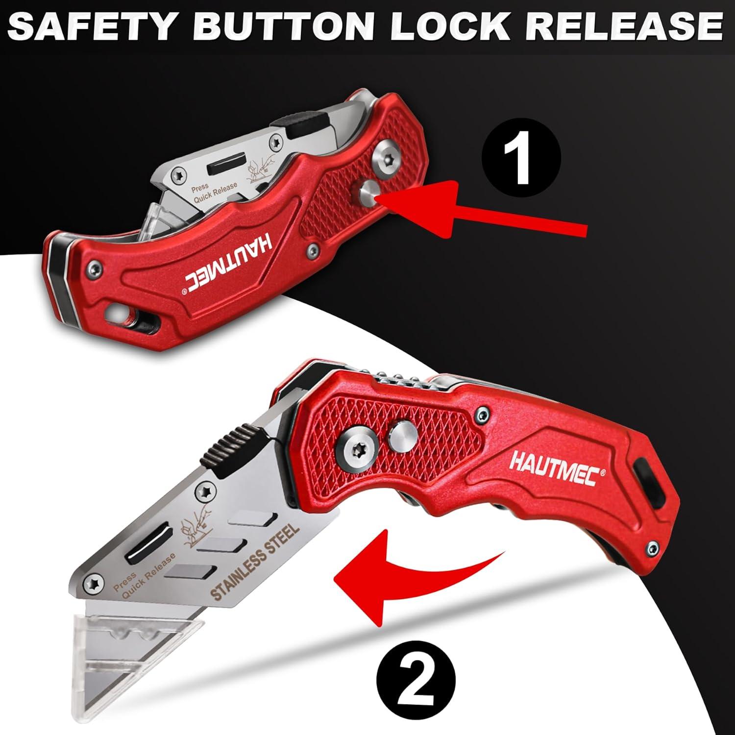 Cuchillo Utility Plegable HAUTMEC 3 Paquetes con 15 Cuchillas SK5