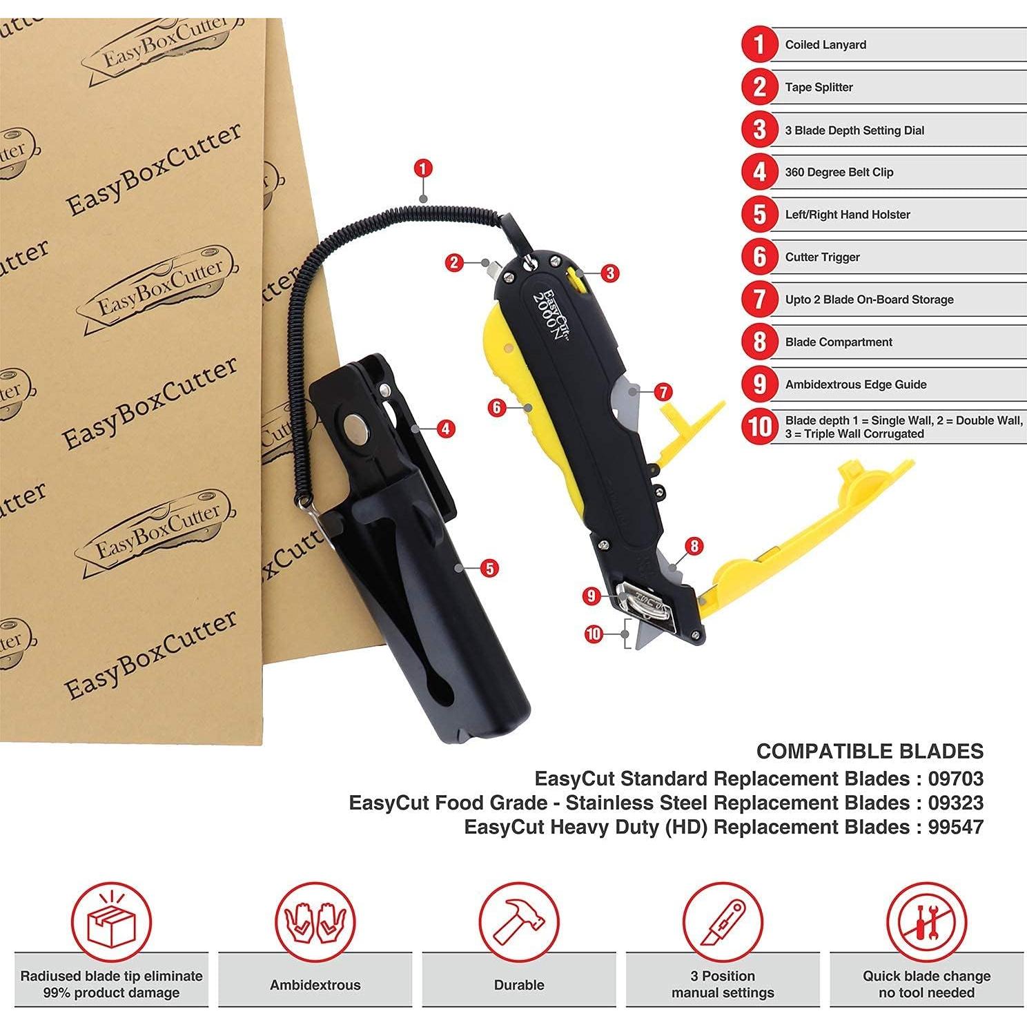 Cuchillo Utility Retráctil Easy Cut 2000 Amarillo 17.78cm