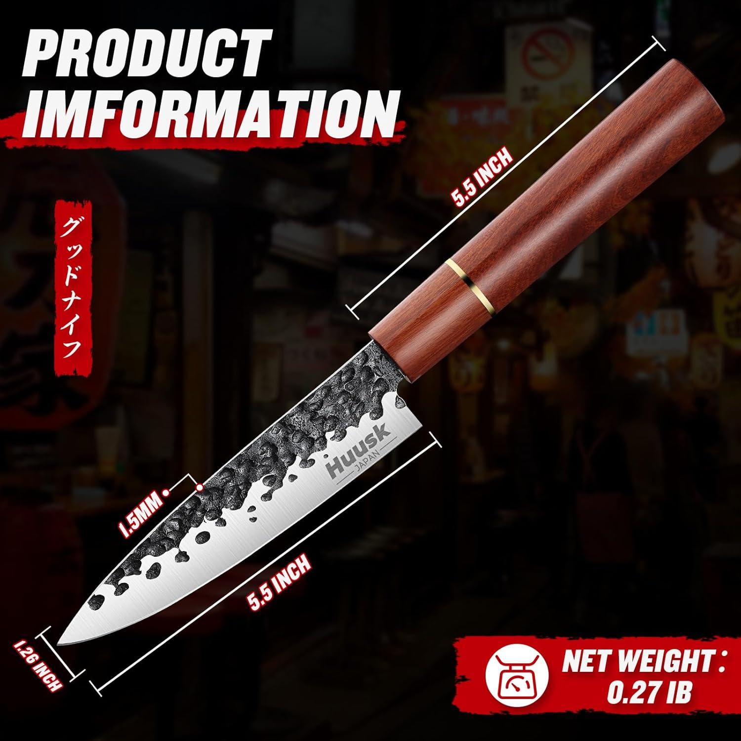 Cuchillo de Pelar Huusk 14 cm Acero Carbono Mango Madera