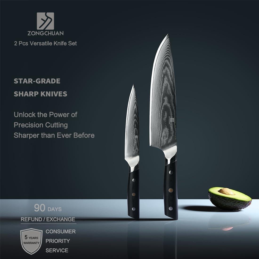 Juego de cuchillos de cocina ZongChuan 8C 2 piezas Damasco