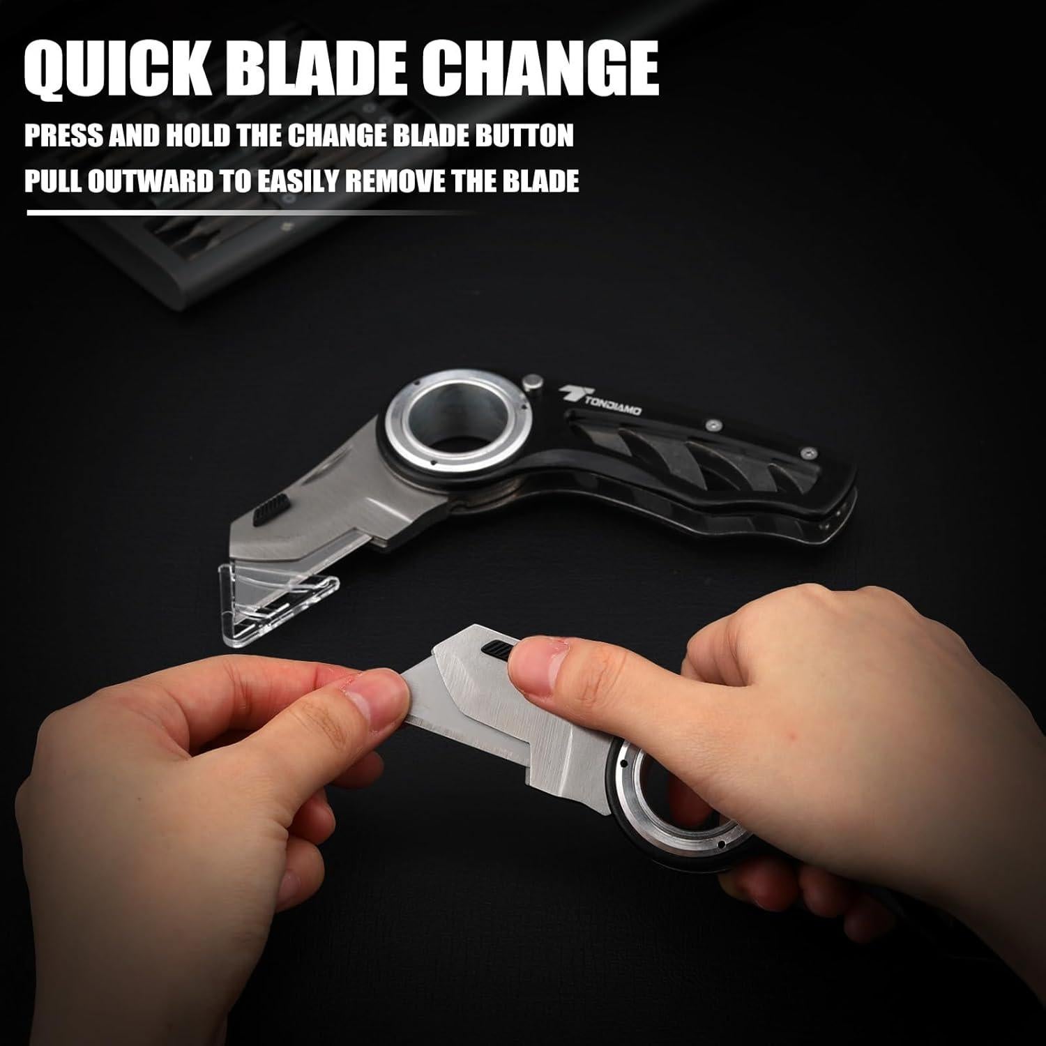 Cuchillo Utilitario Plegable Tondiamo 2 Pcs Aluminio Negro