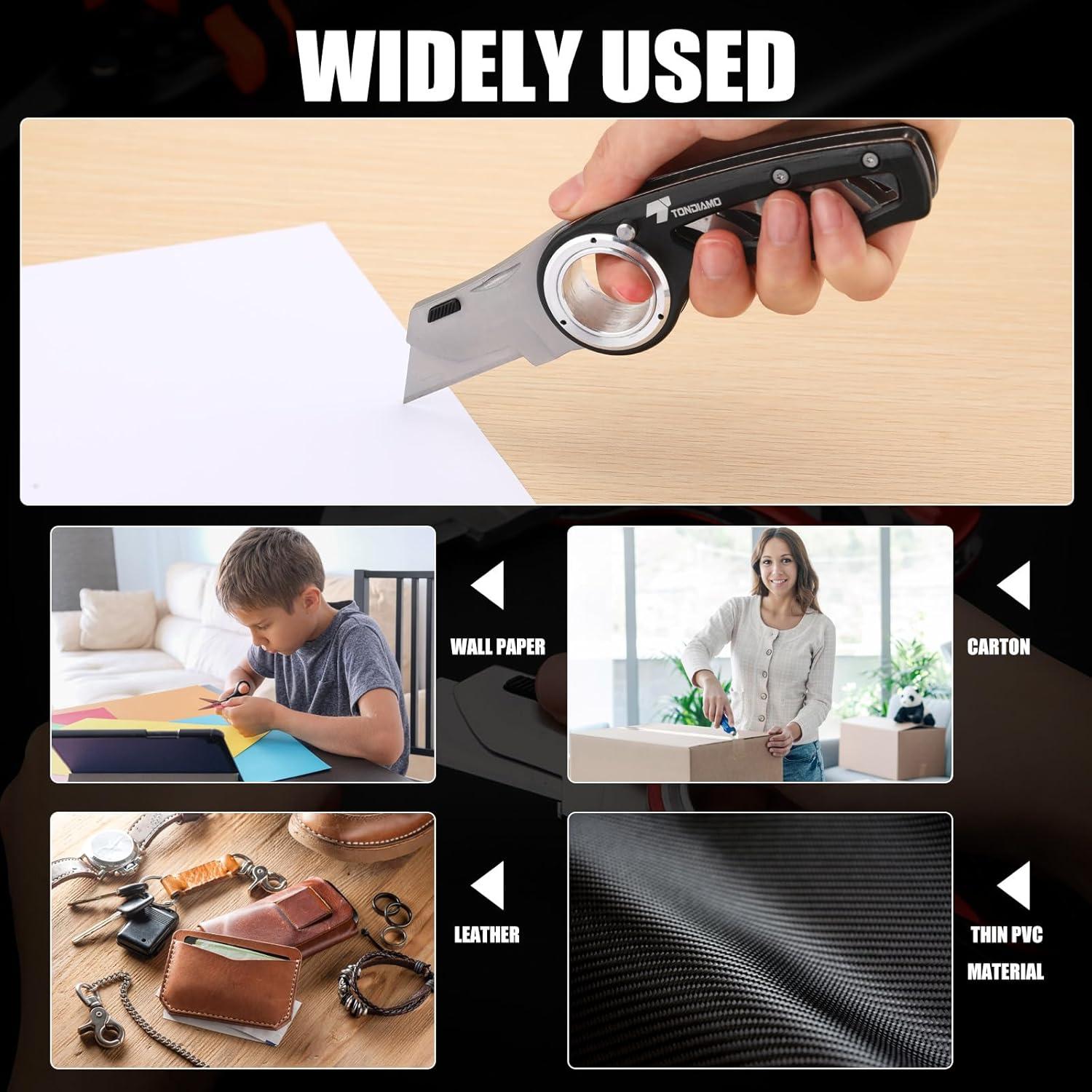 Cuchillo Utilitario Plegable Tondiamo 2 Pcs Aluminio Negro