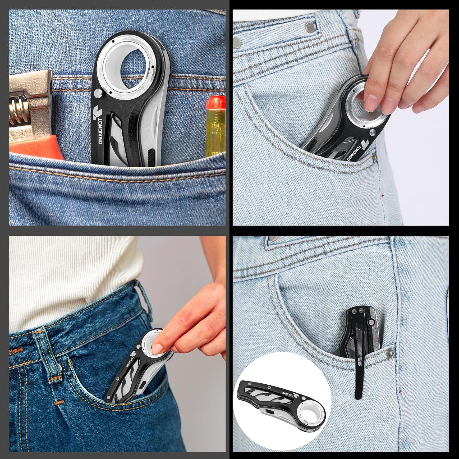 Cuchillo Utilitario Plegable Tondiamo 2 Pcs Aluminio Negro