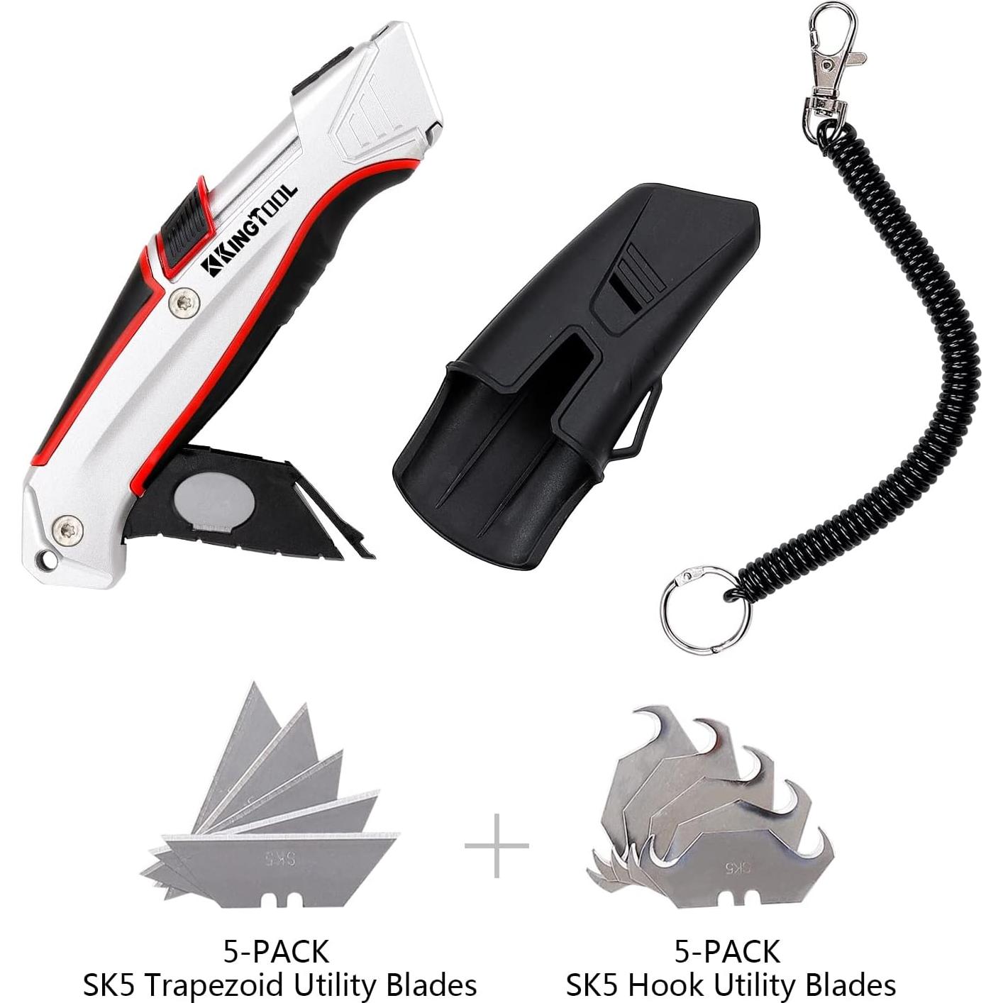 Cortador de Caja Retráctil KingTool con 10 Cuchillas SK5